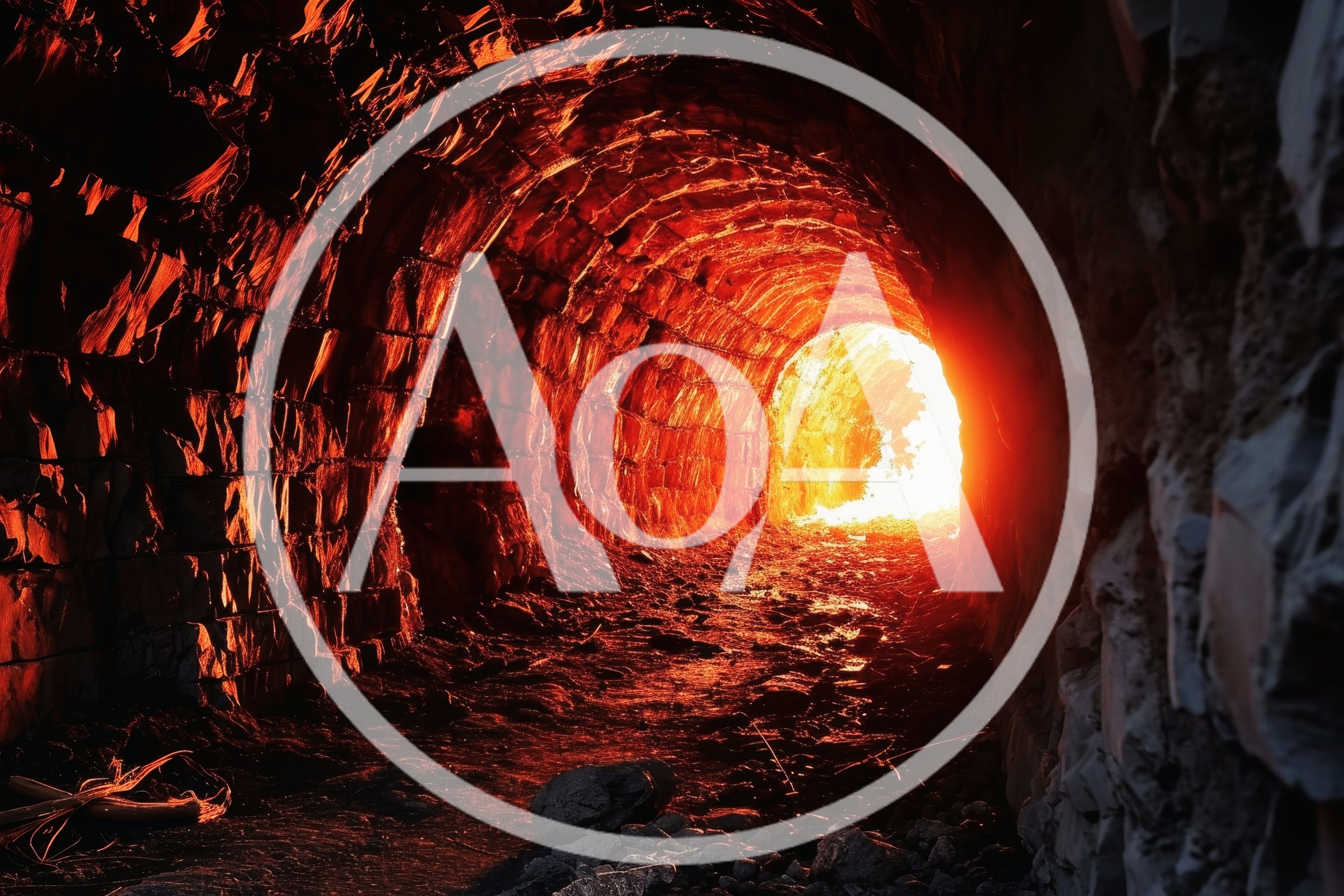 Glowing Light At The End Of A Stone Tunnel
