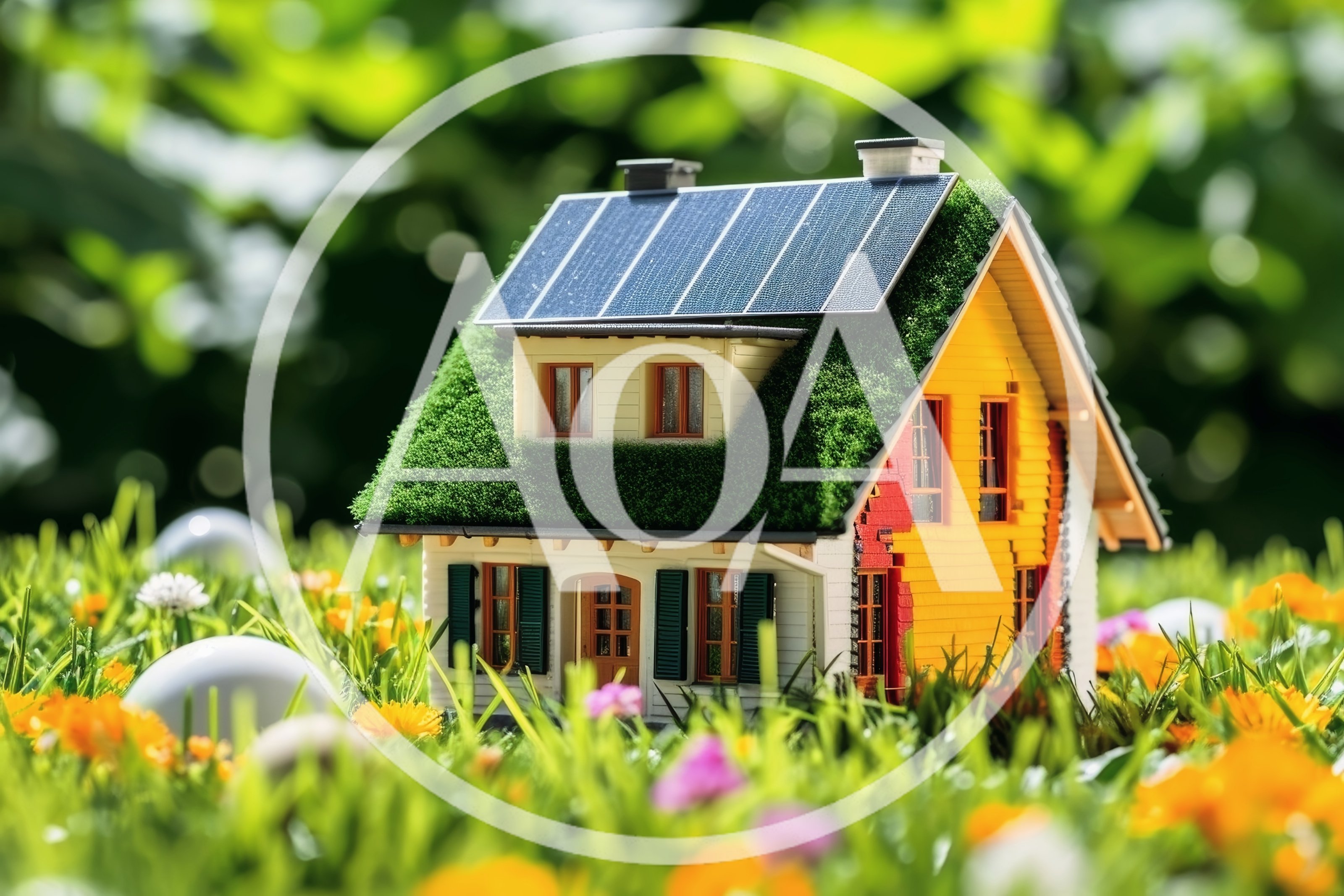 Miniature Eco Friendly House Model In A Sunny Garden
