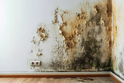Severe Water Damage And Mold Growth On Interior Wall