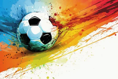 Soccer Ball With Vibrant Abstract Paint Splatter Background