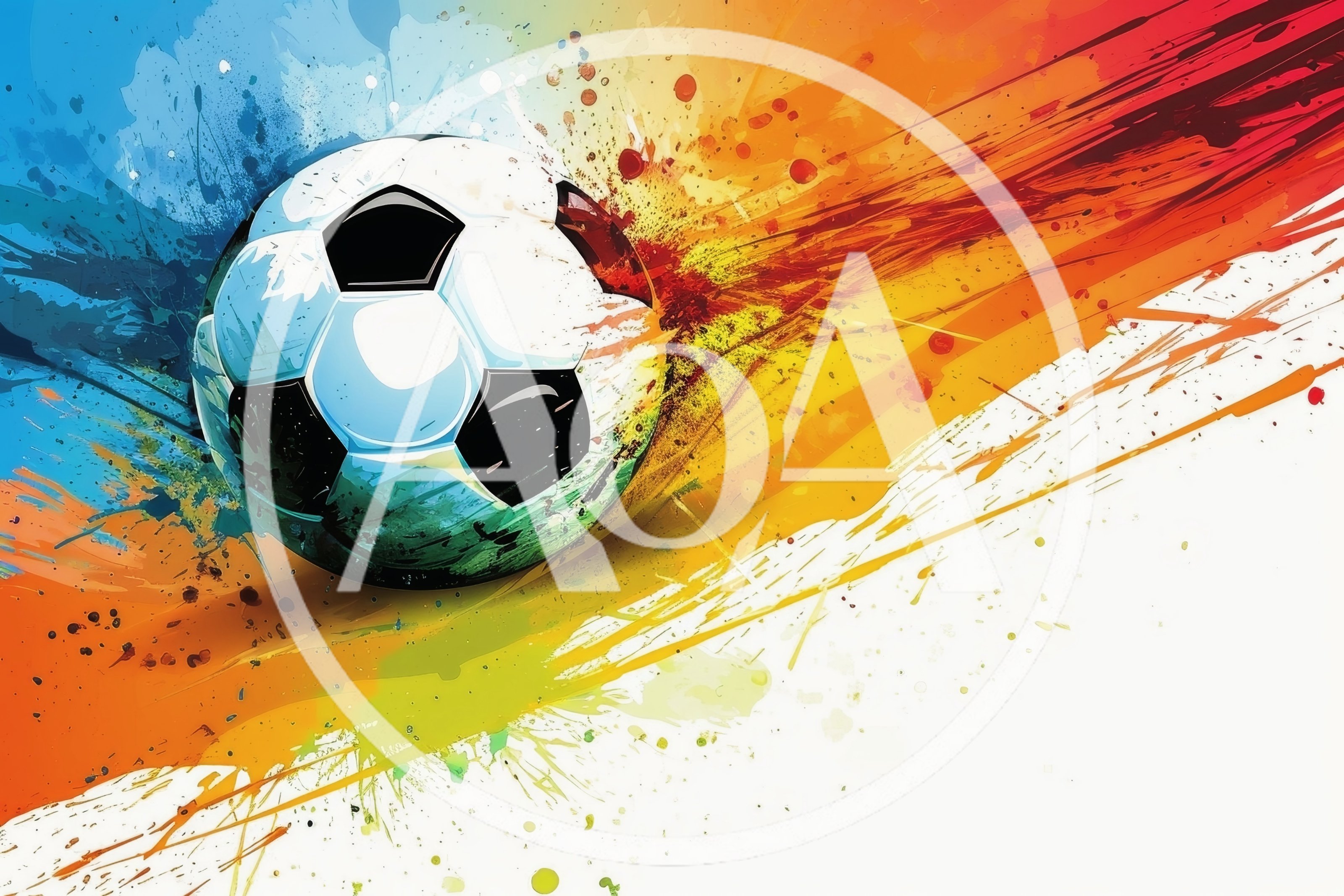 Soccer Ball With Vibrant Abstract Paint Splatter Background