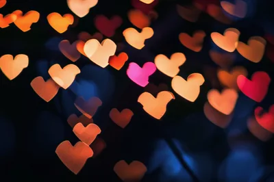 Abstract Heart Shaped Bokeh Lights Background