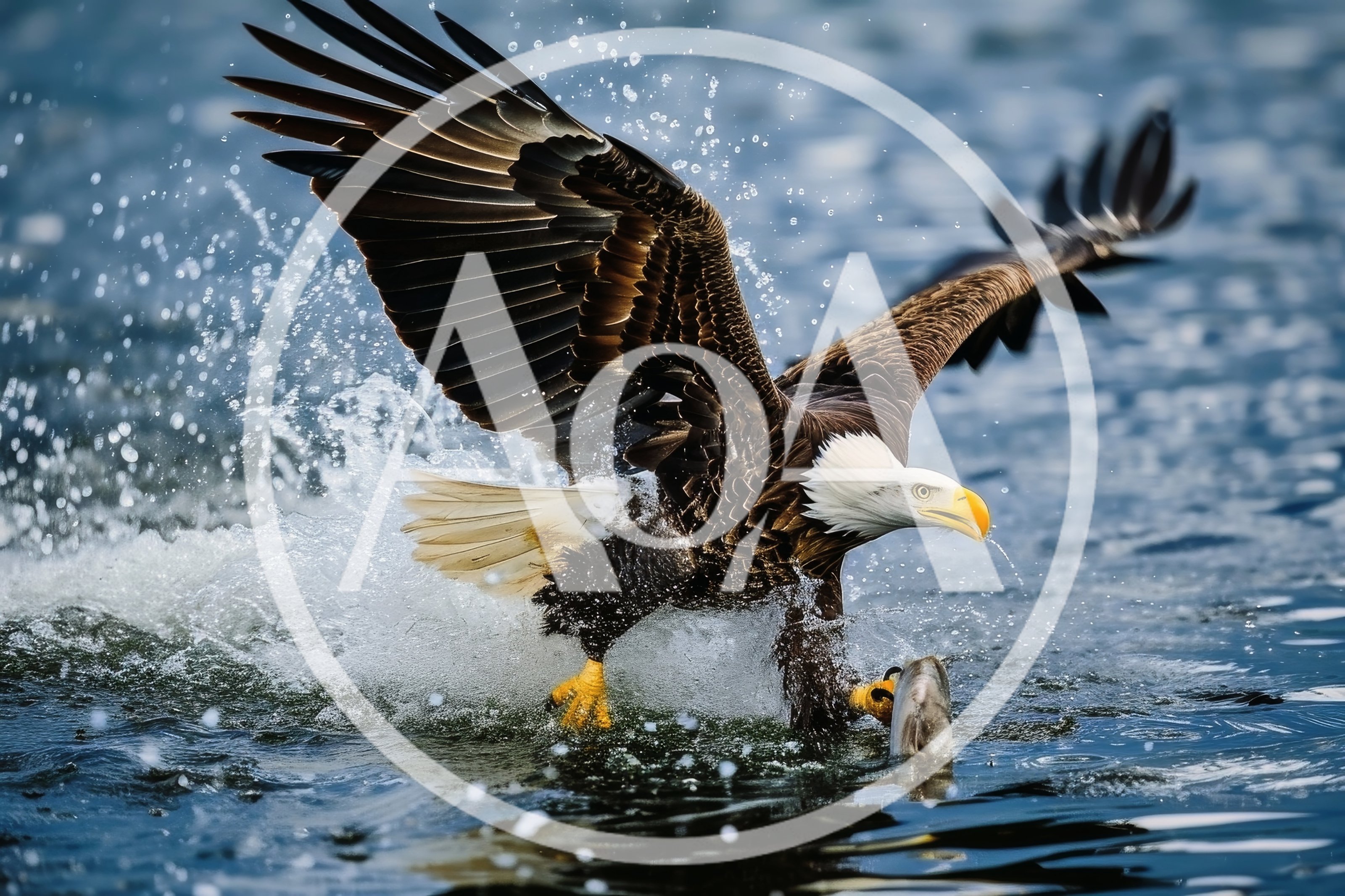 Bald Eagle Catching A Fish In Water