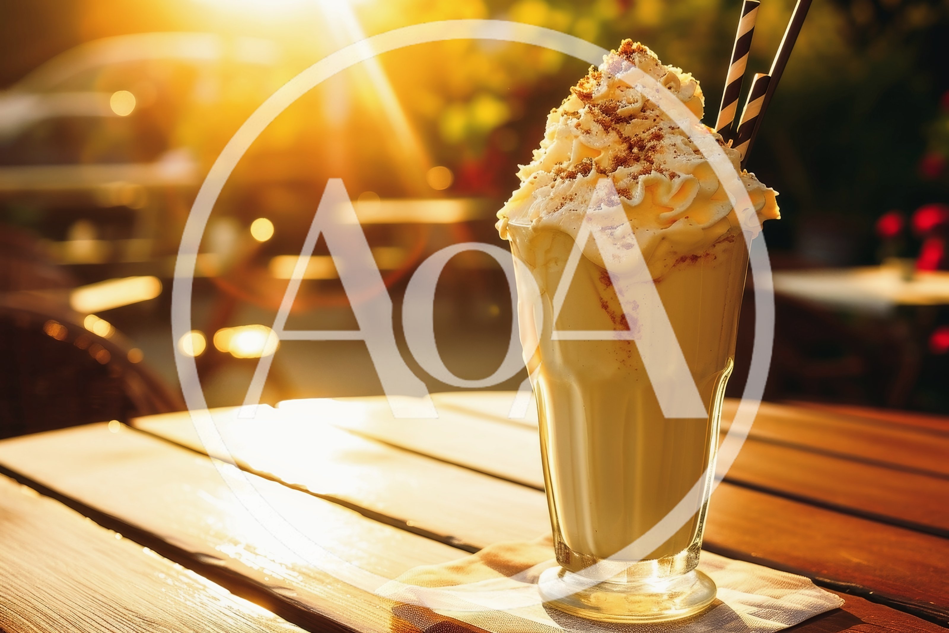Creamy Vanilla Milkshake On A Sunny Outdoor Table