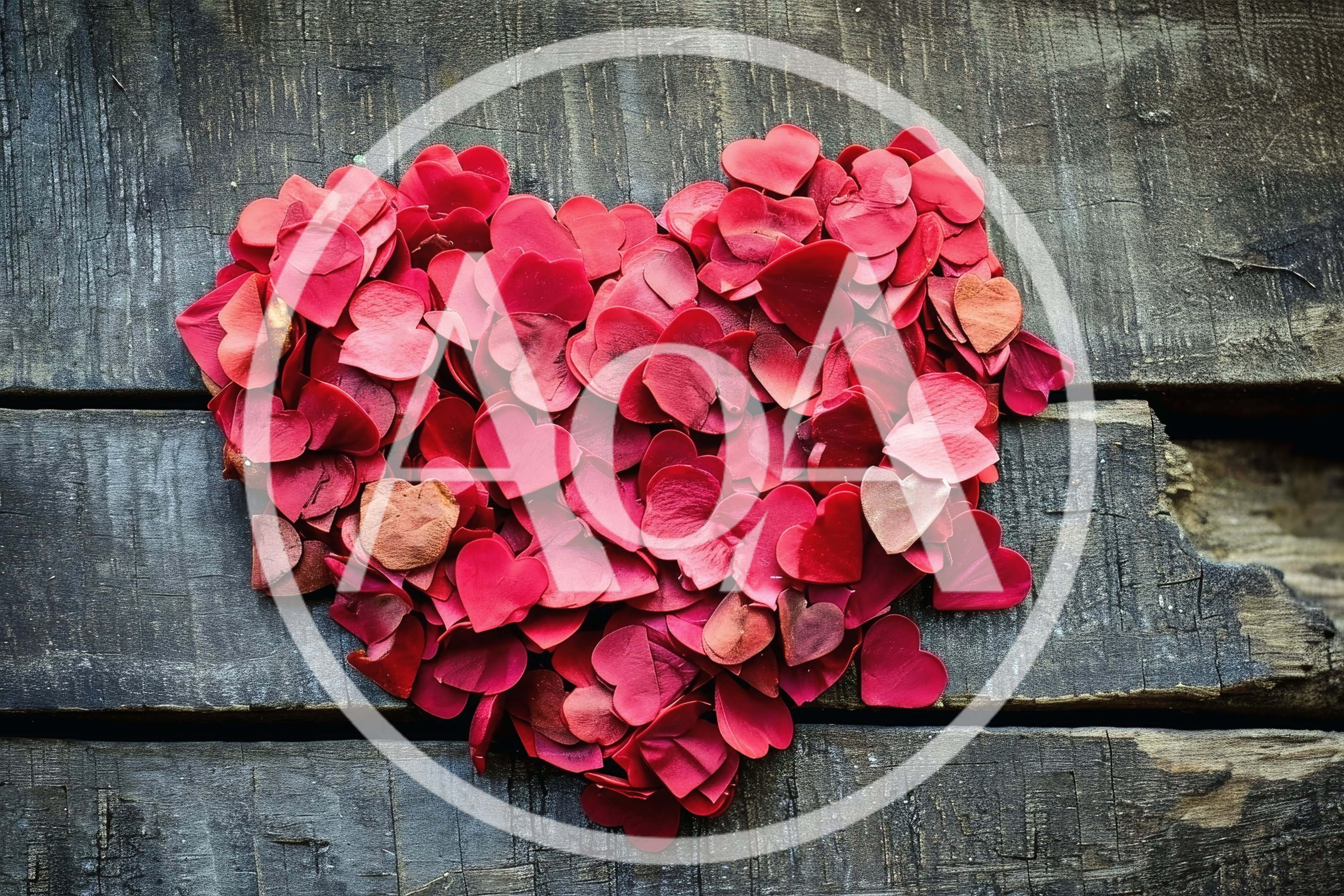 Heart Shape Made Of Red Petals On Wooden Background