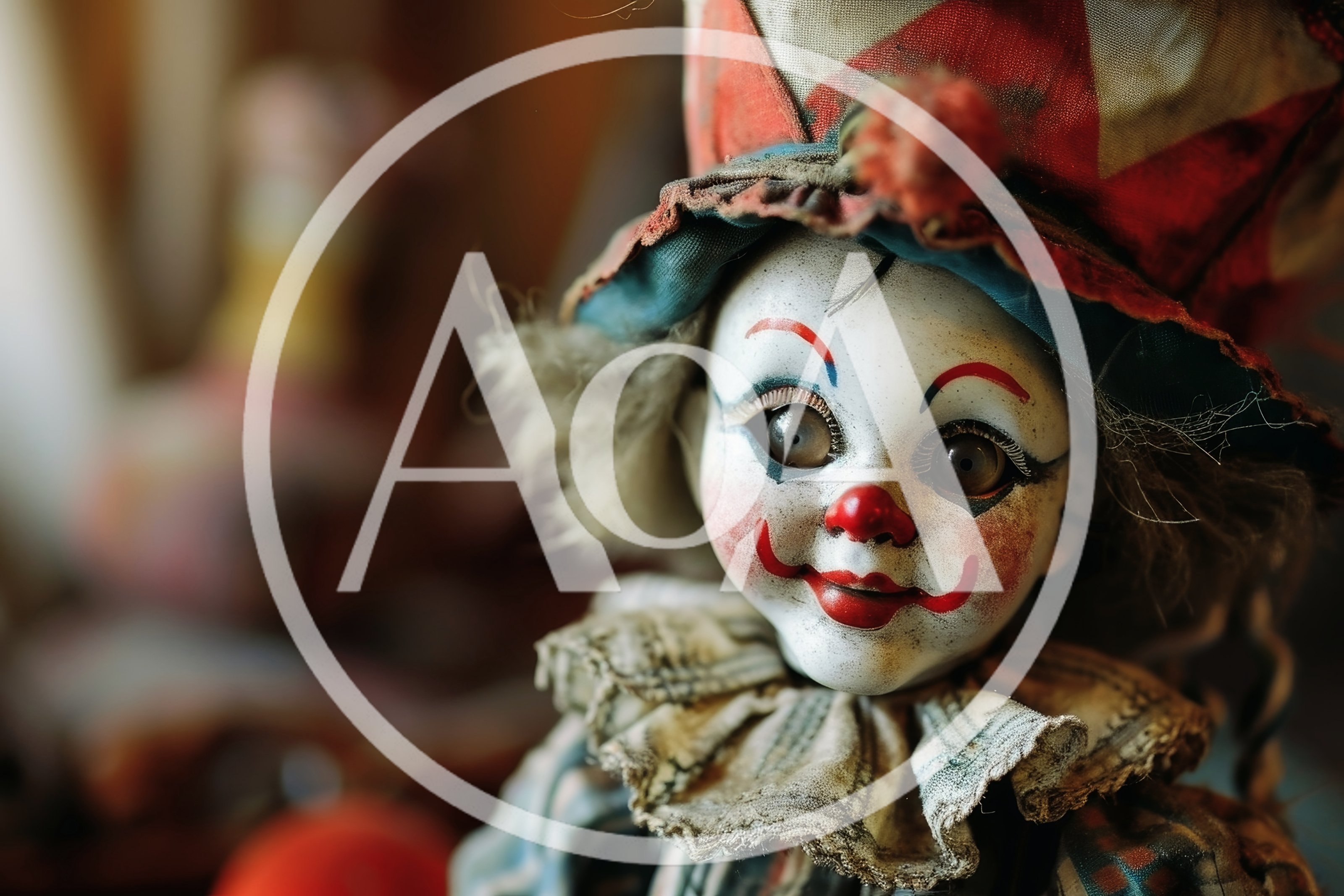 Vintage Porcelain Clown Doll With Creepy Expression