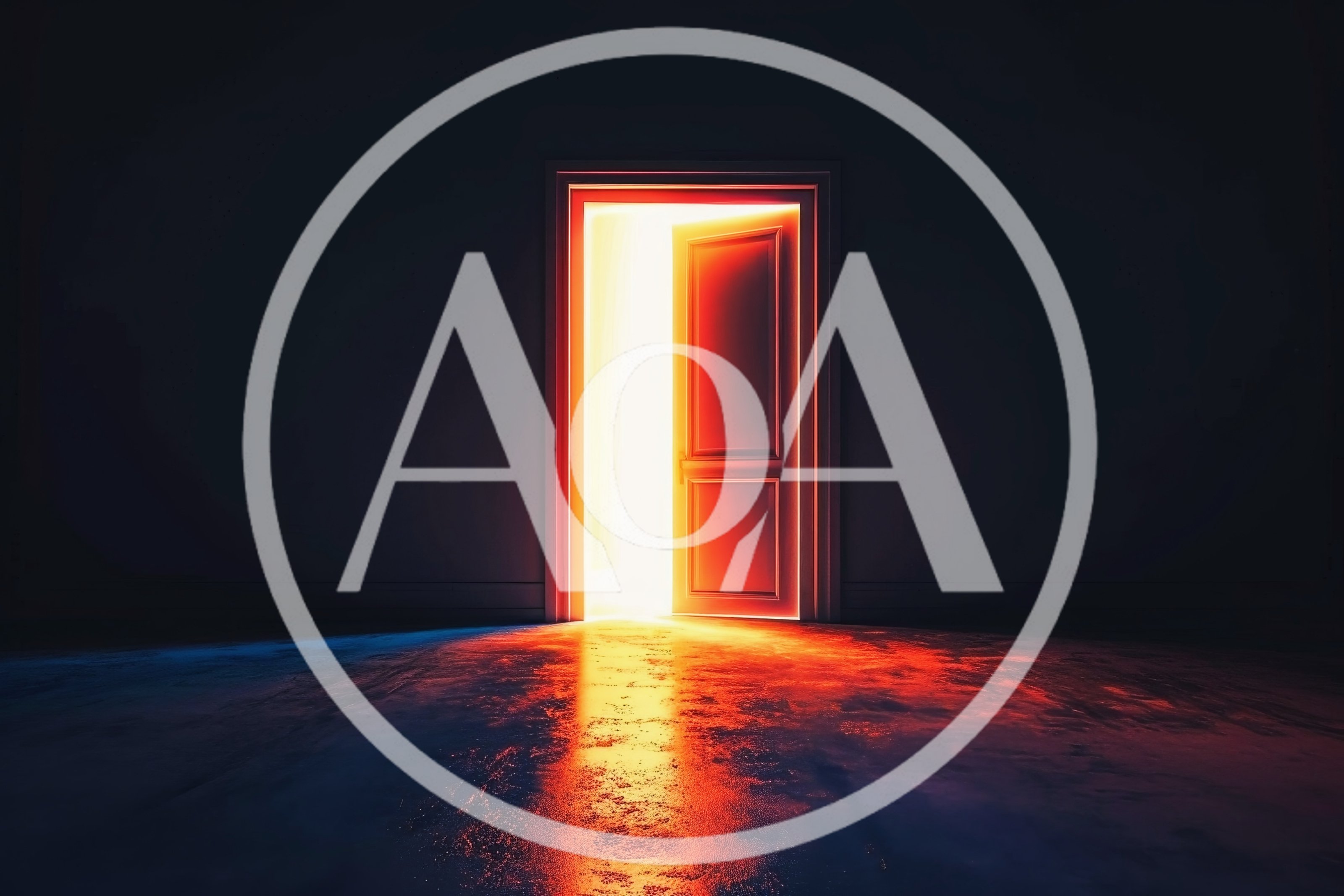 Glowing Open Doorway In Dark Room