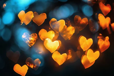 Abstract Heart Shaped Bokeh Lights Background