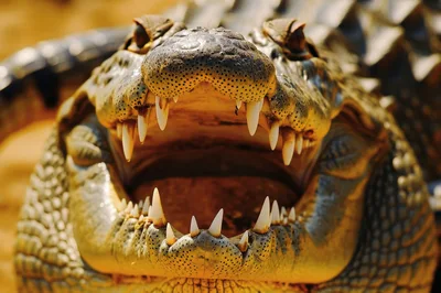 Close Up Of An American Alligator With Open Jaws
