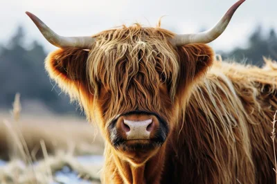 Highland Cow Portrait in Natural Habitat