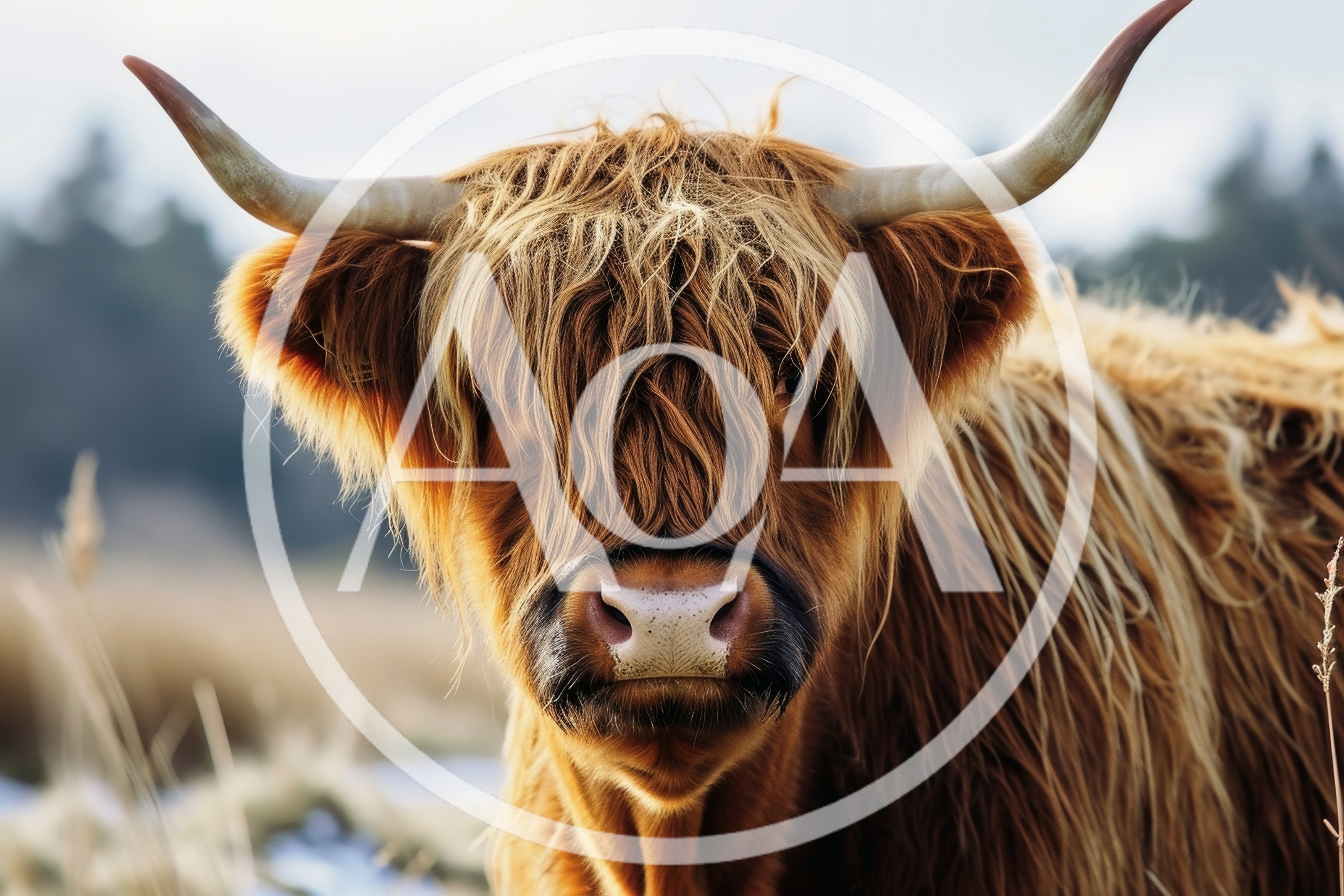 Highland Cow Portrait in Natural Habitat