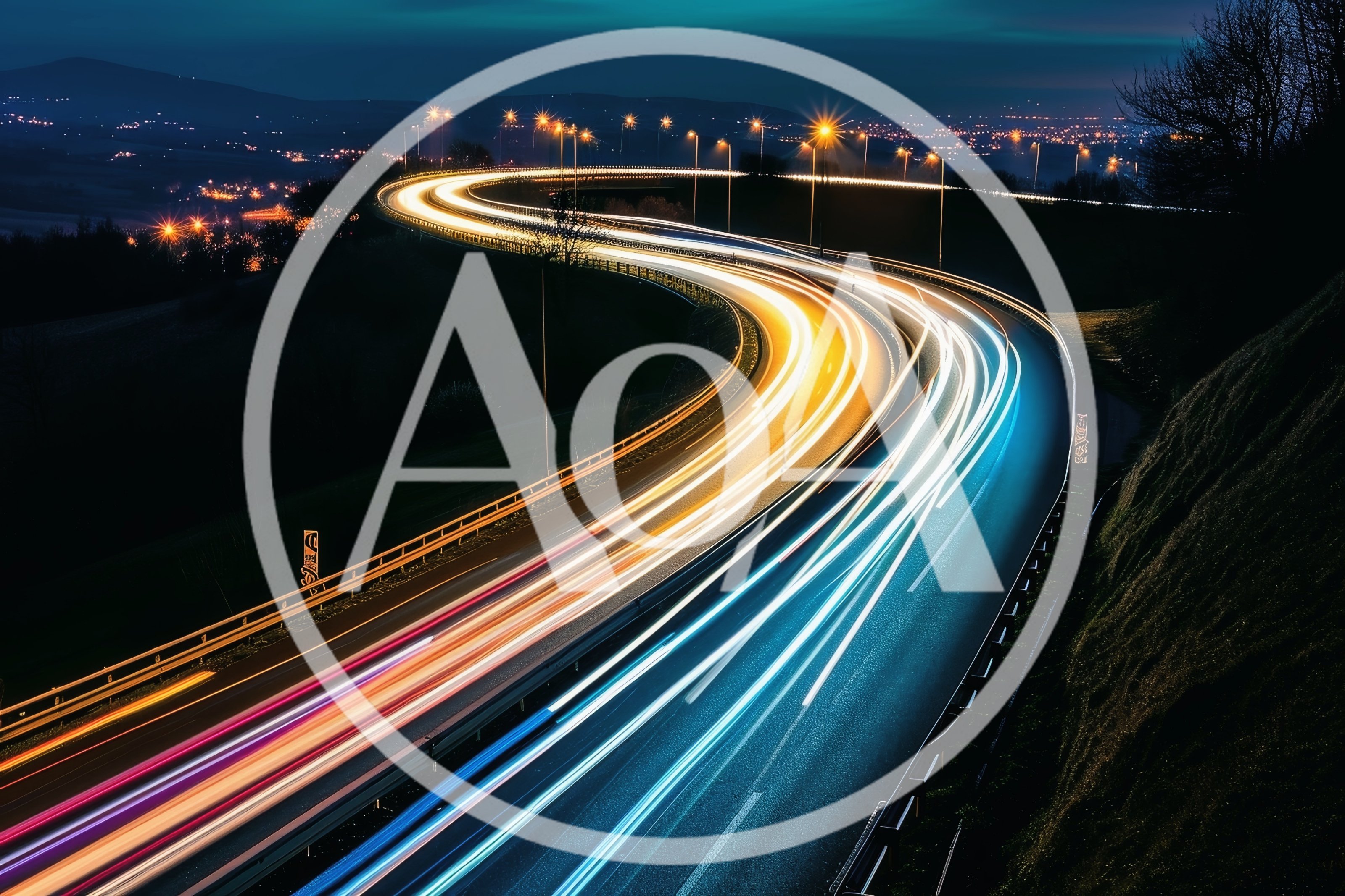 Long Exposure Light Trails On A Winding Highway