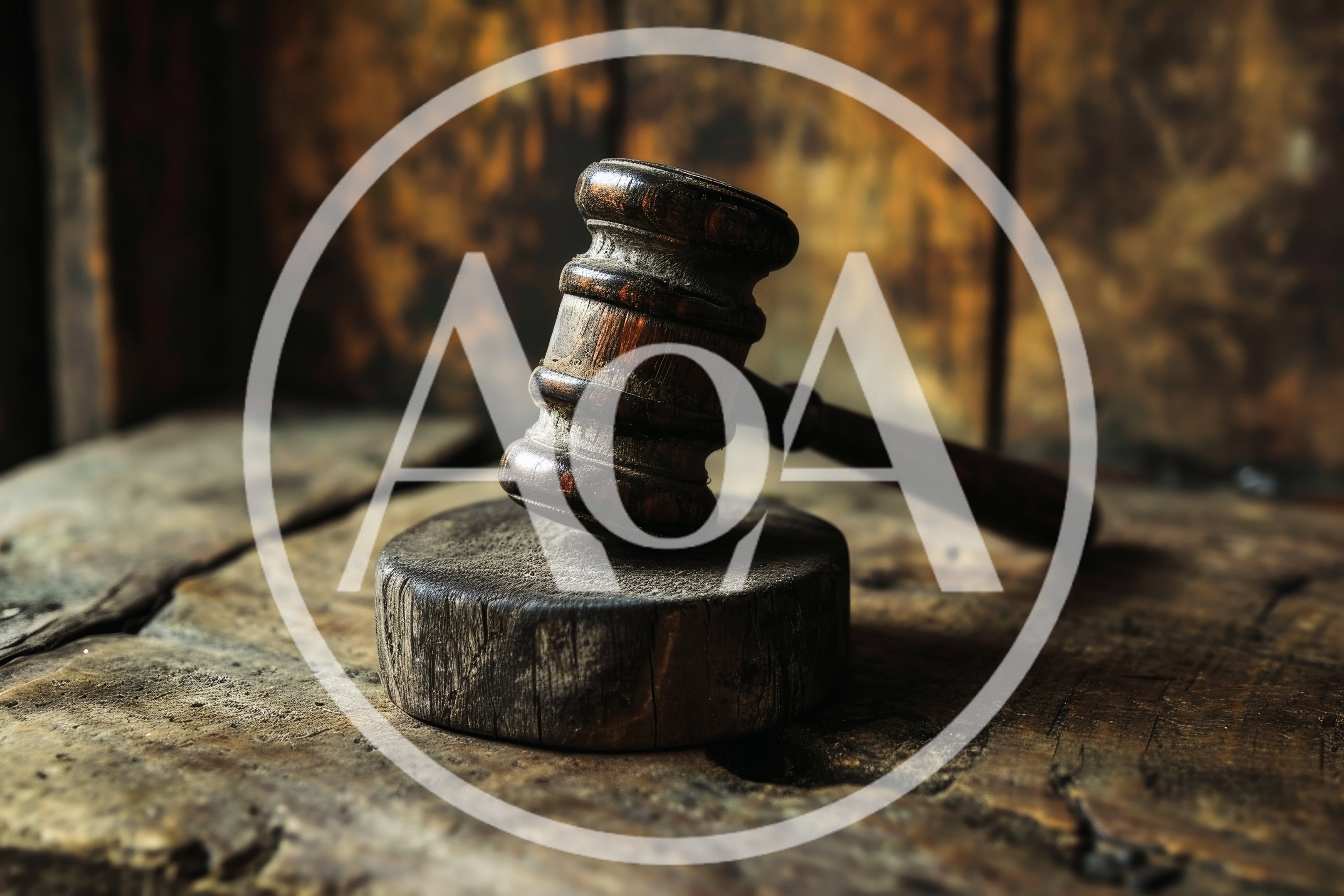Wooden Gavel Resting On A Rustic Sound Block