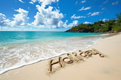 Holiday Written In Sand On Tropical Beach