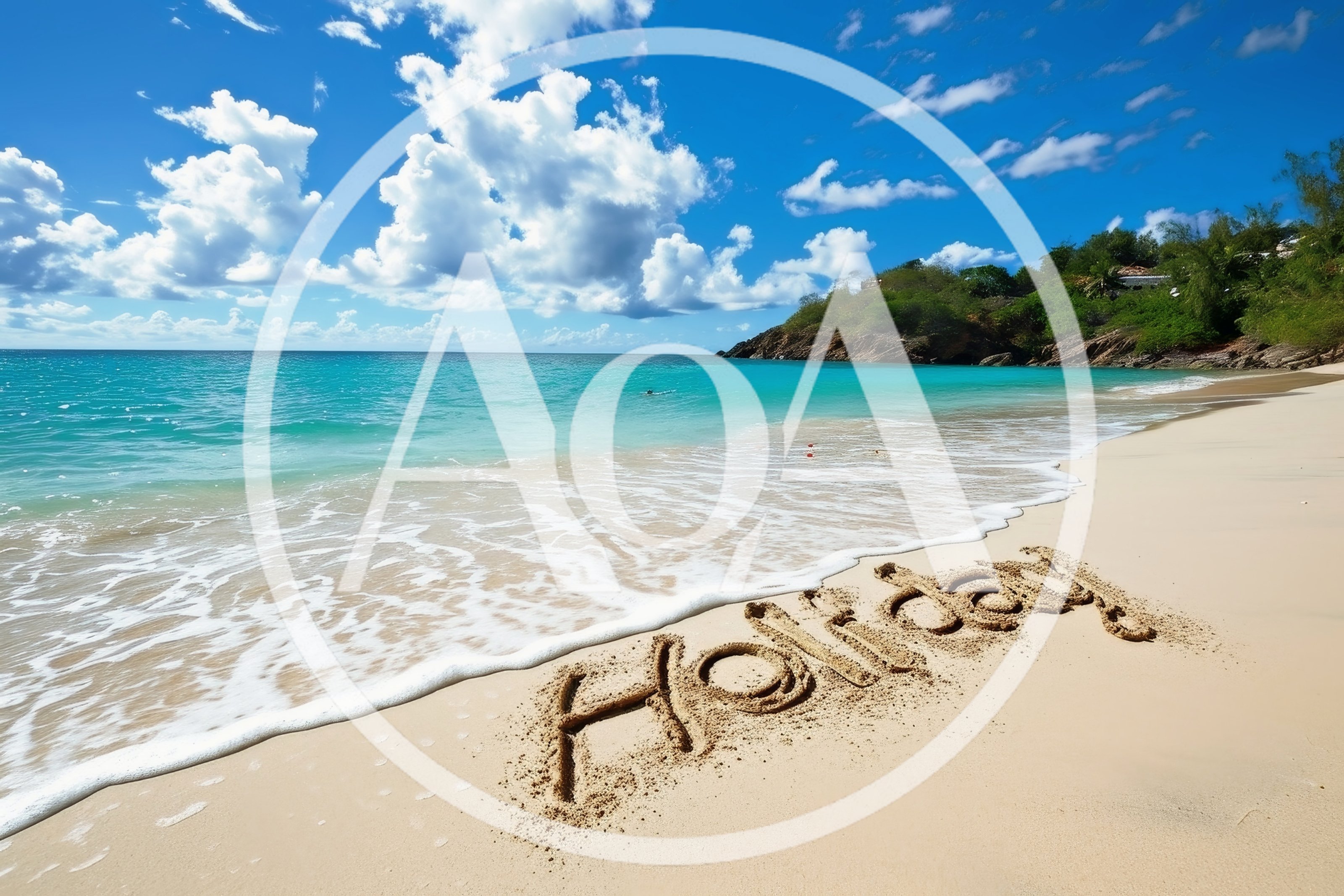 Holiday Written In Sand On Tropical Beach