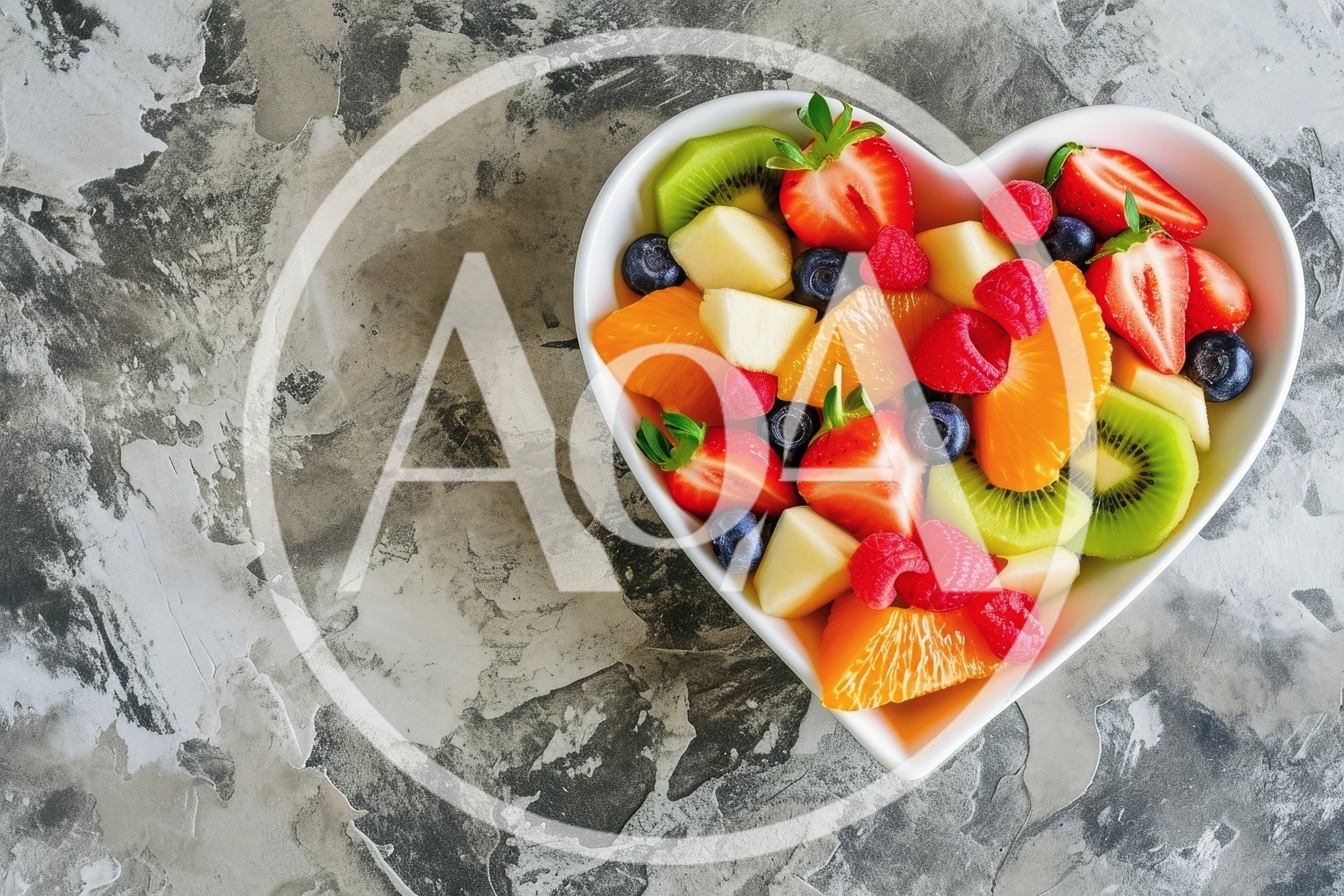 Heart Shaped Bowl Filled With Fresh Fruit Salad