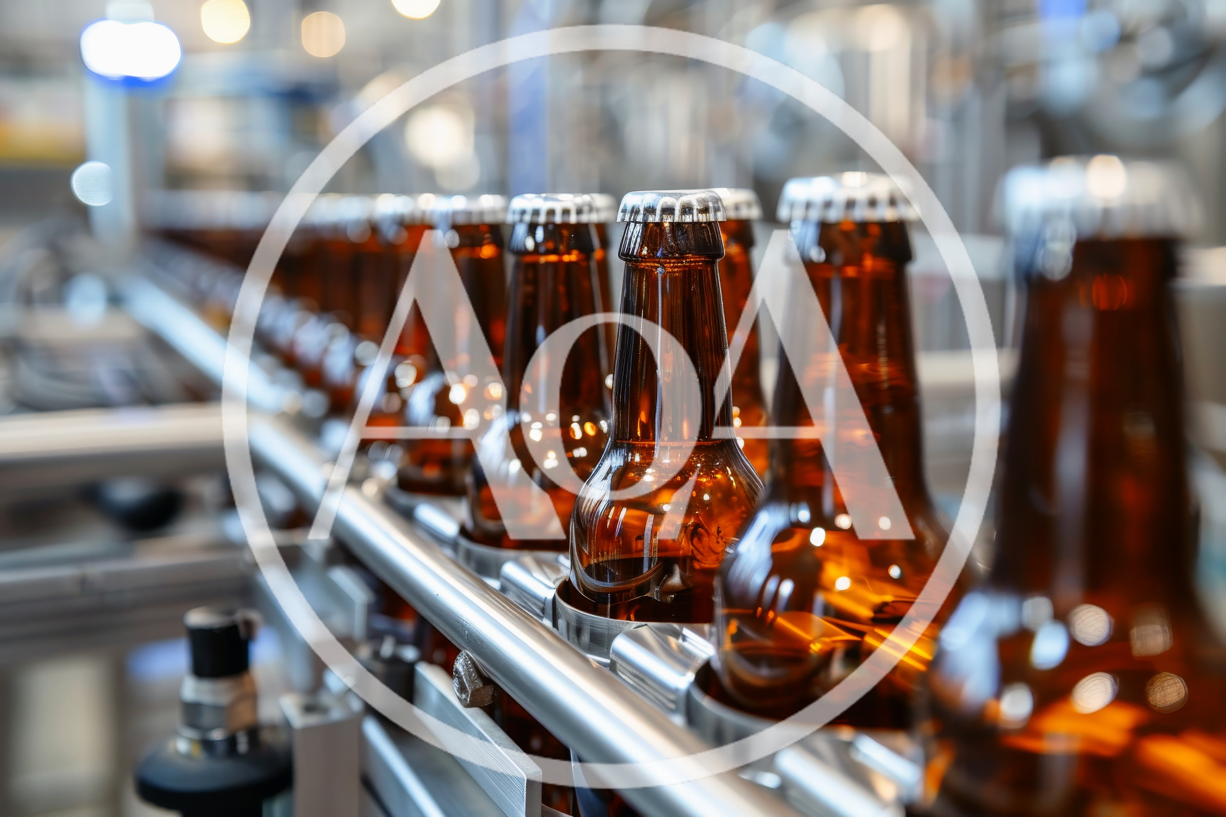 Brown Glass Beer Bottles Moving On Conveyor Belt