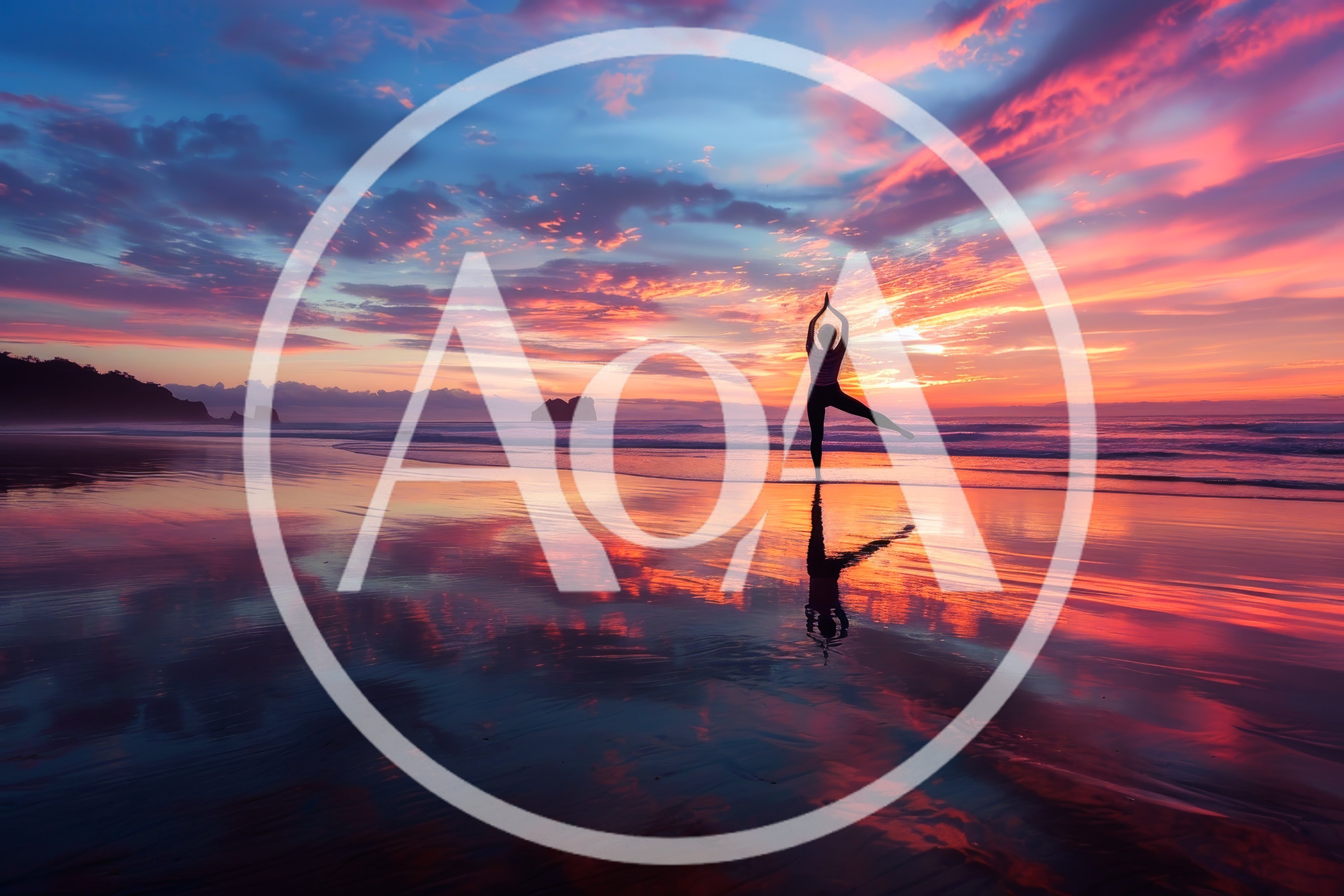 Woman Practicing Yoga Pose on Beach at Sunset