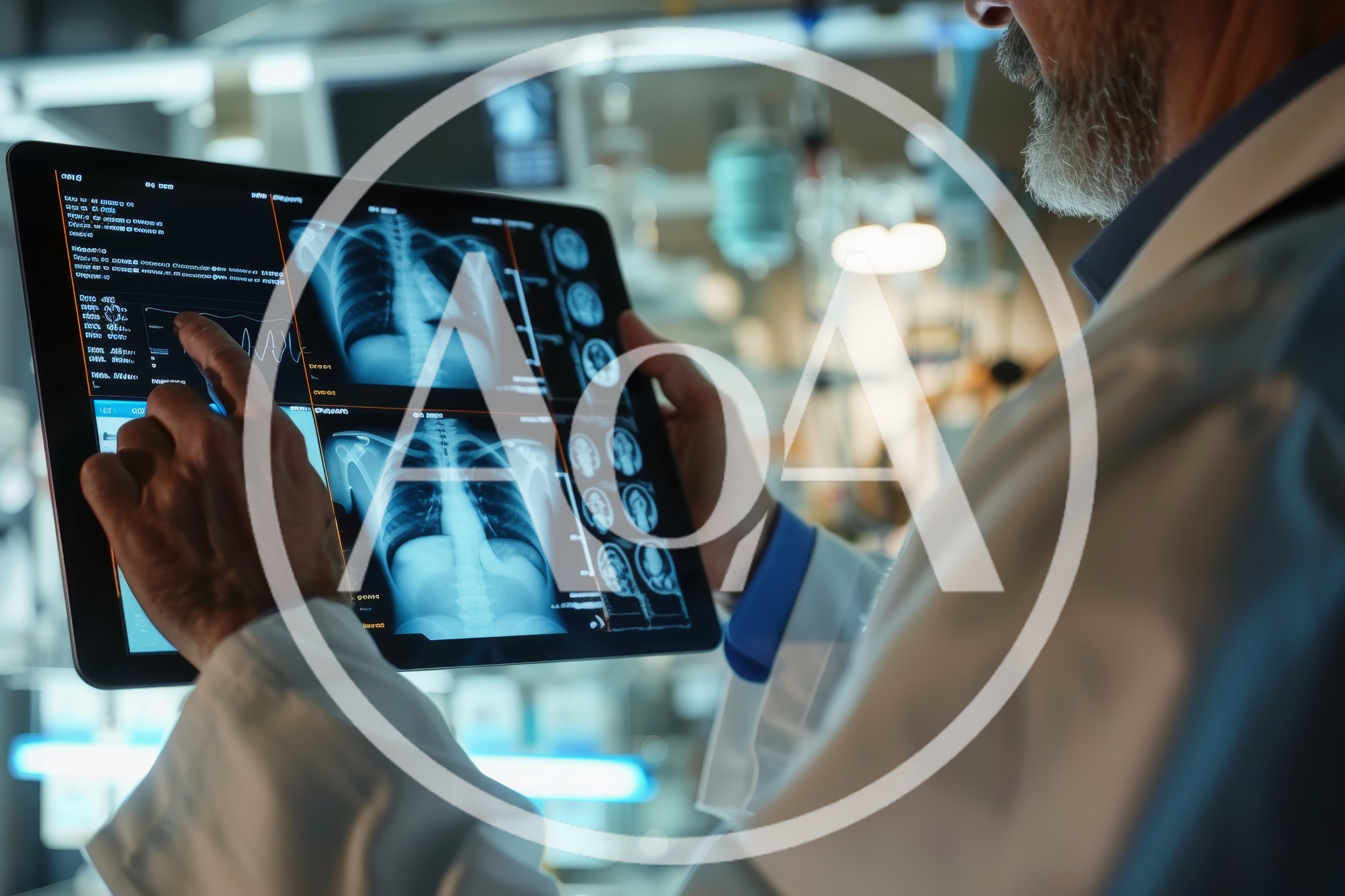 Doctor Examining Medical X-Ray Images On Digital Tablet