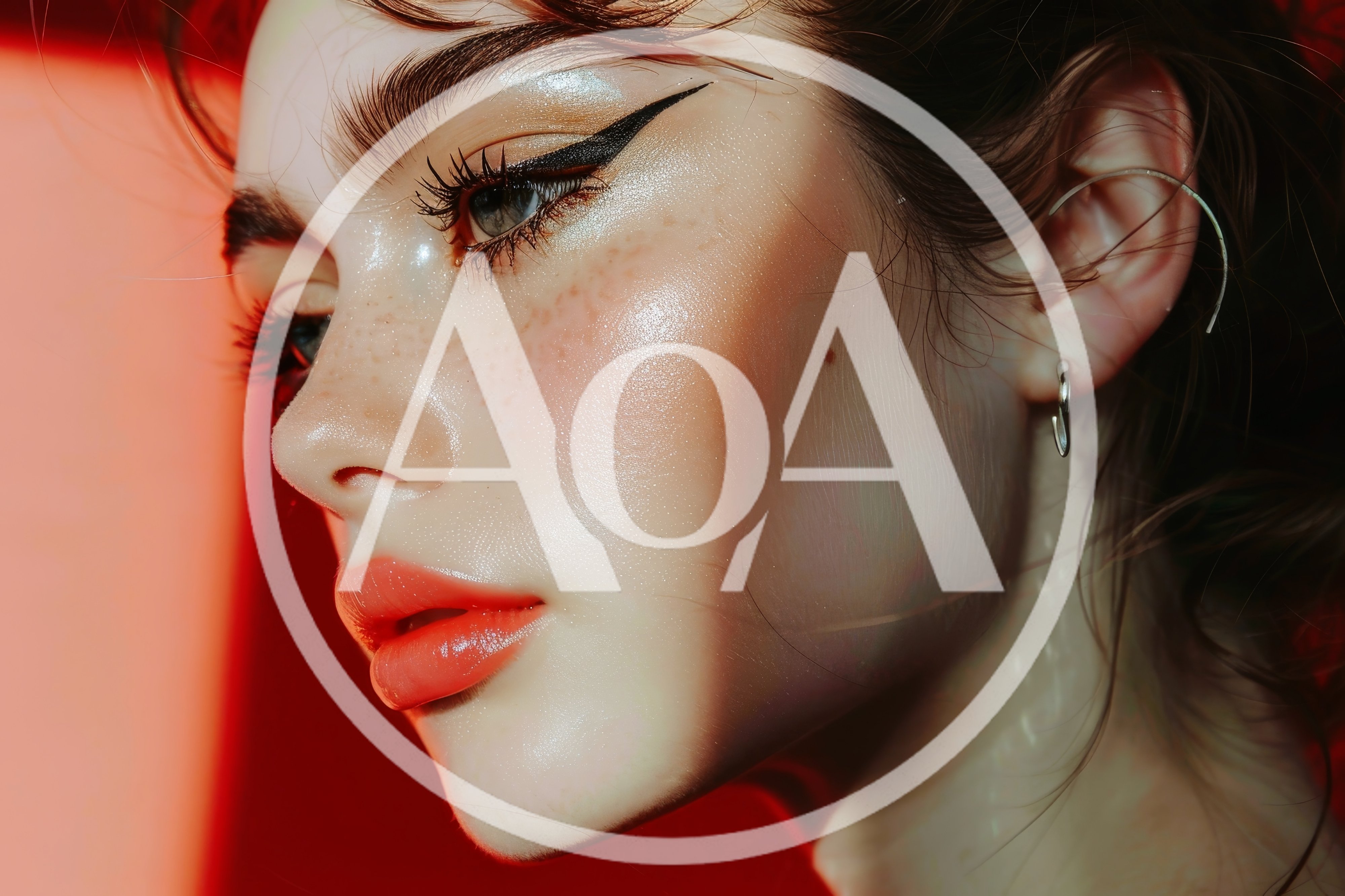 Close Up Portrait Of A Woman With Glossy Makeup