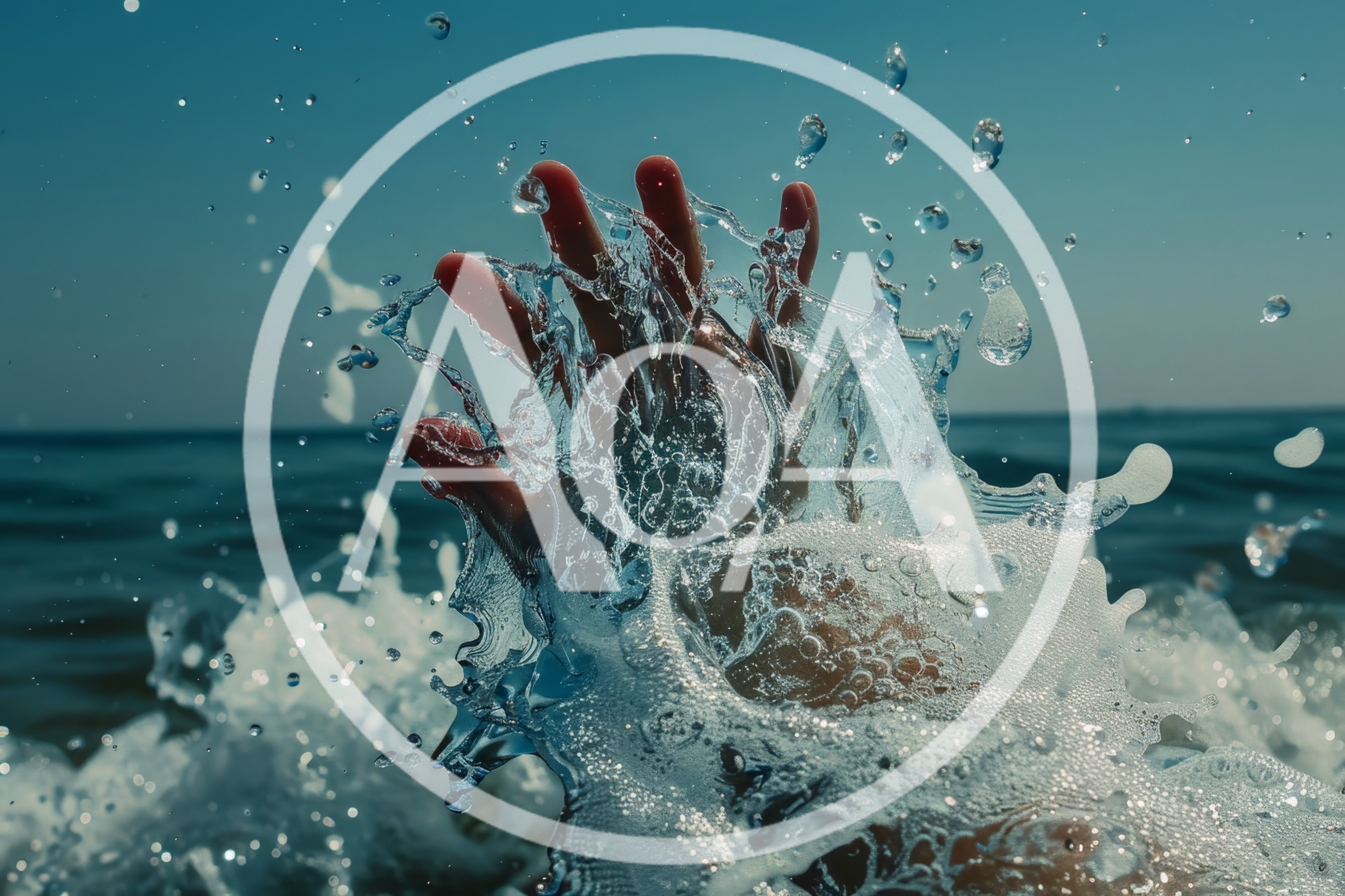 Hand Reaching Out From Ocean Water Splash