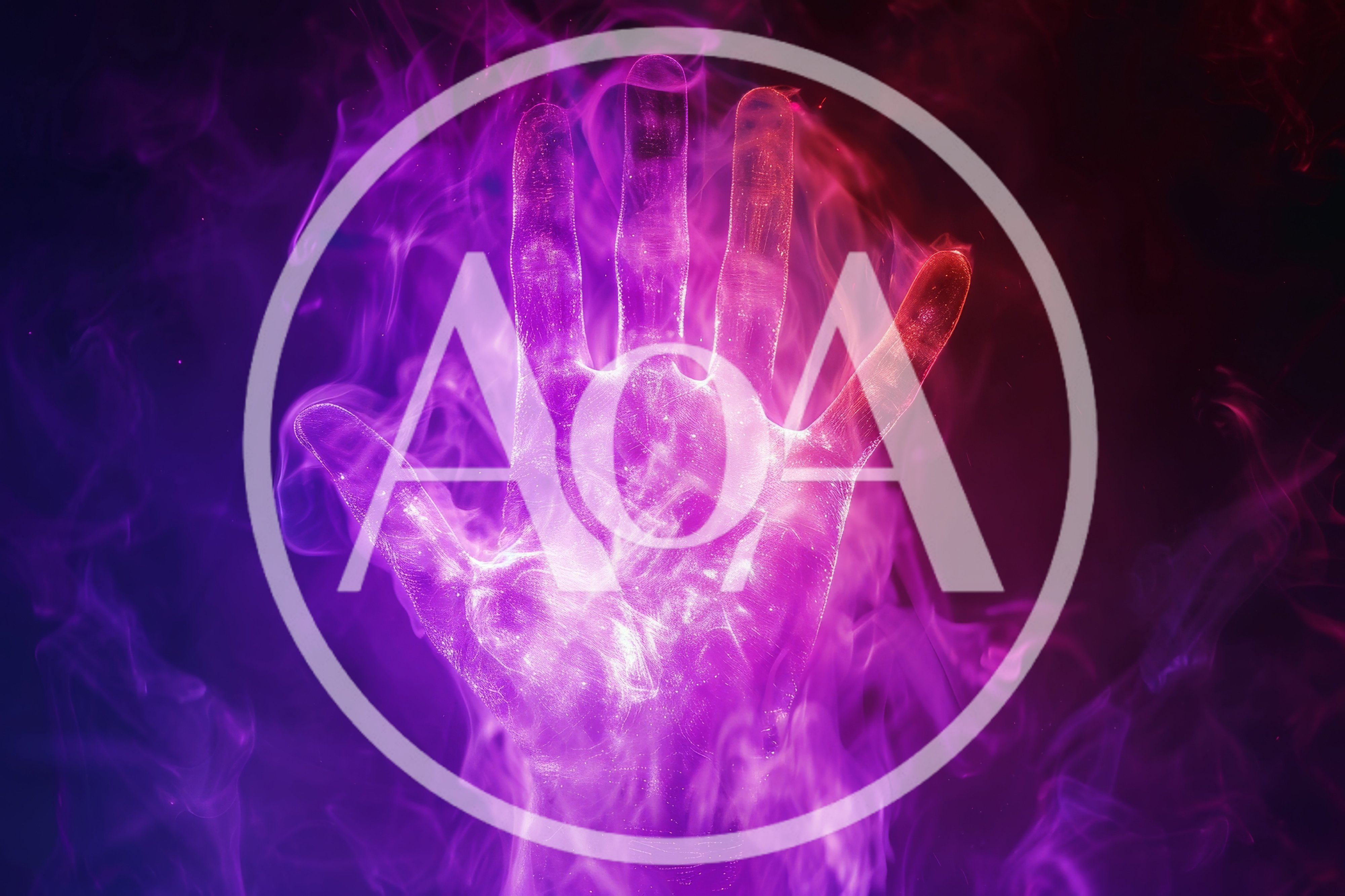 Glowing Ethereal Hand Surrounded By Purple Smoke