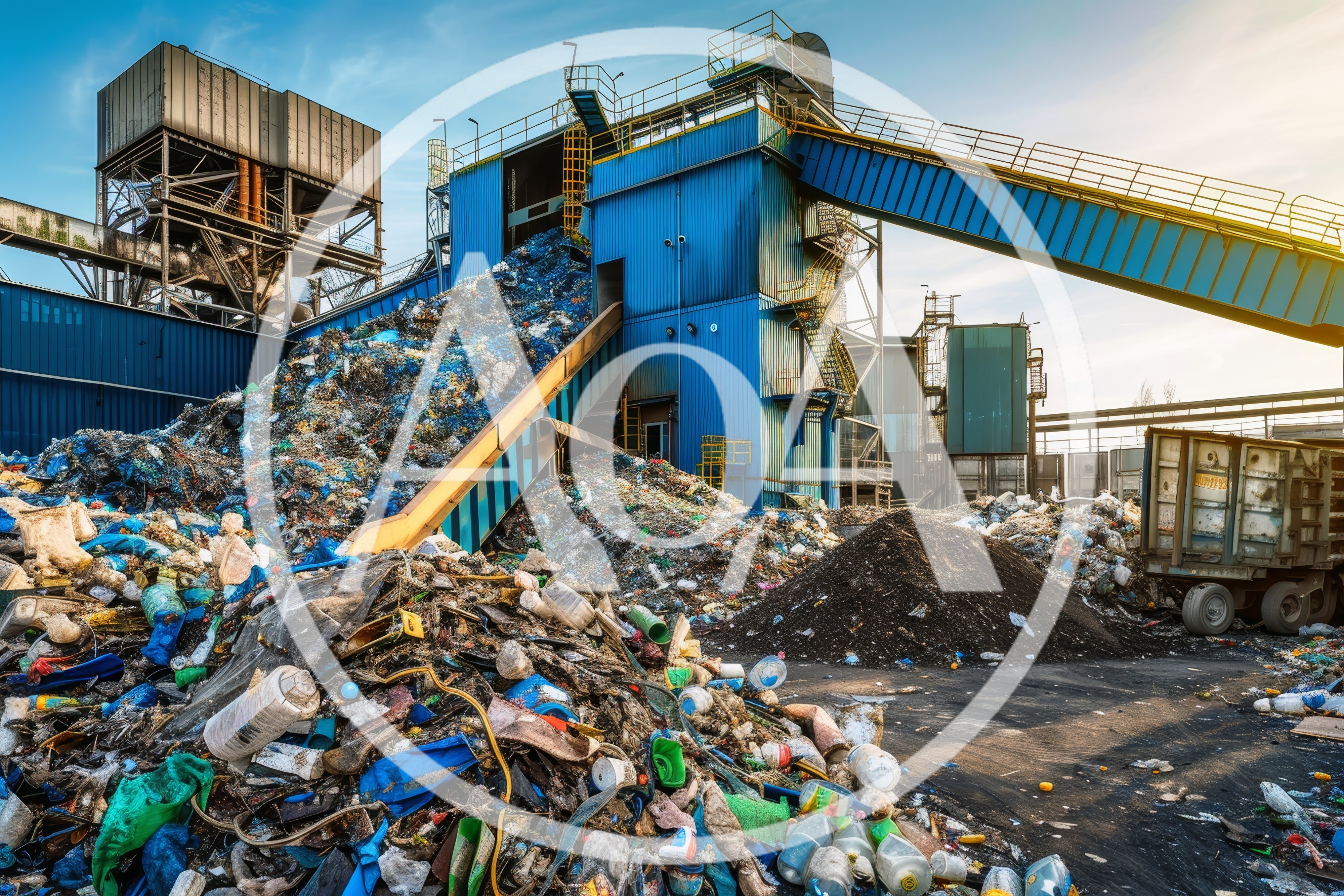 Industrial Waste Processing Facility With Large Trash Piles