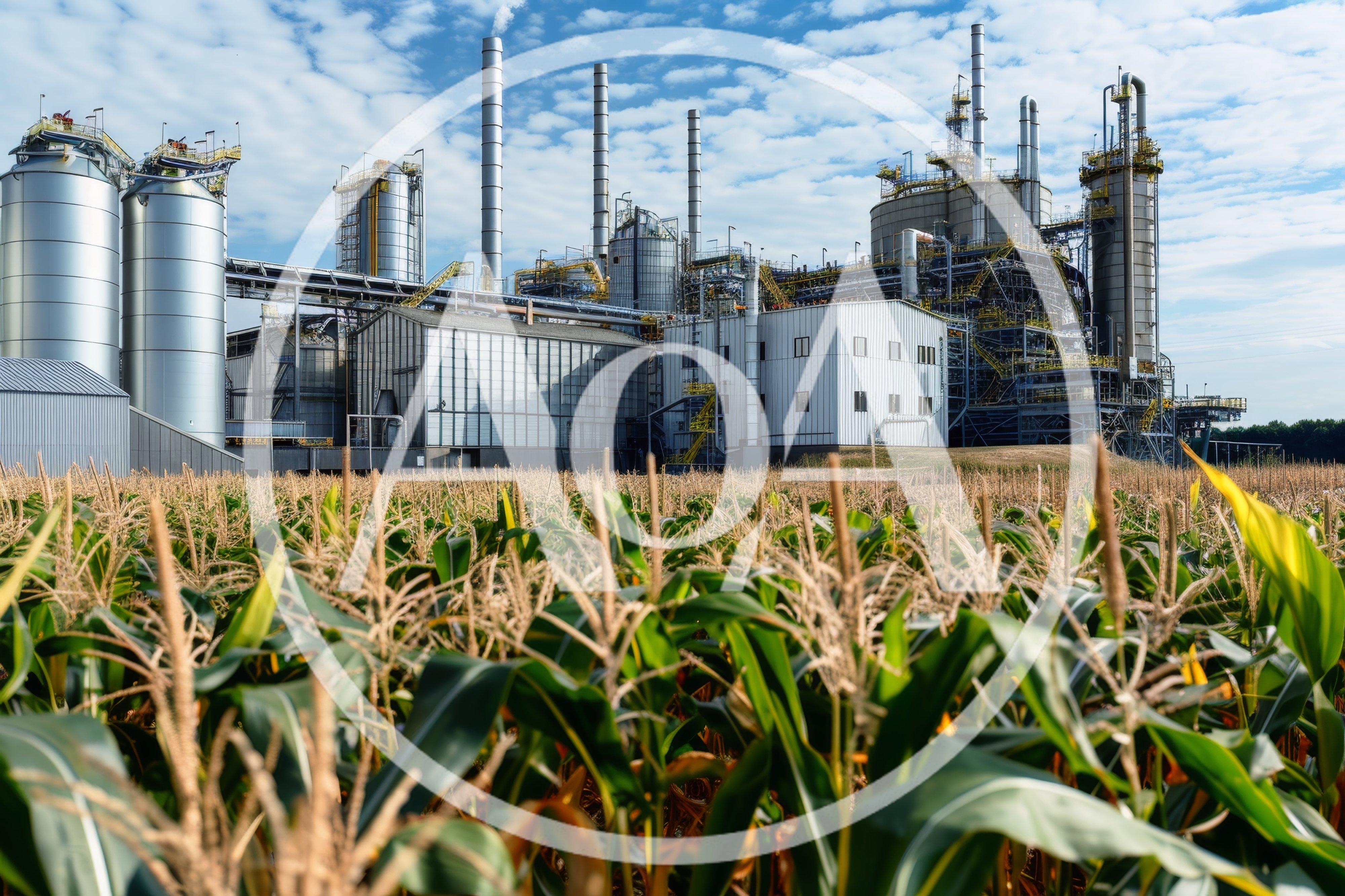 Industrial Processing Plant Adjacent To A Corn Field