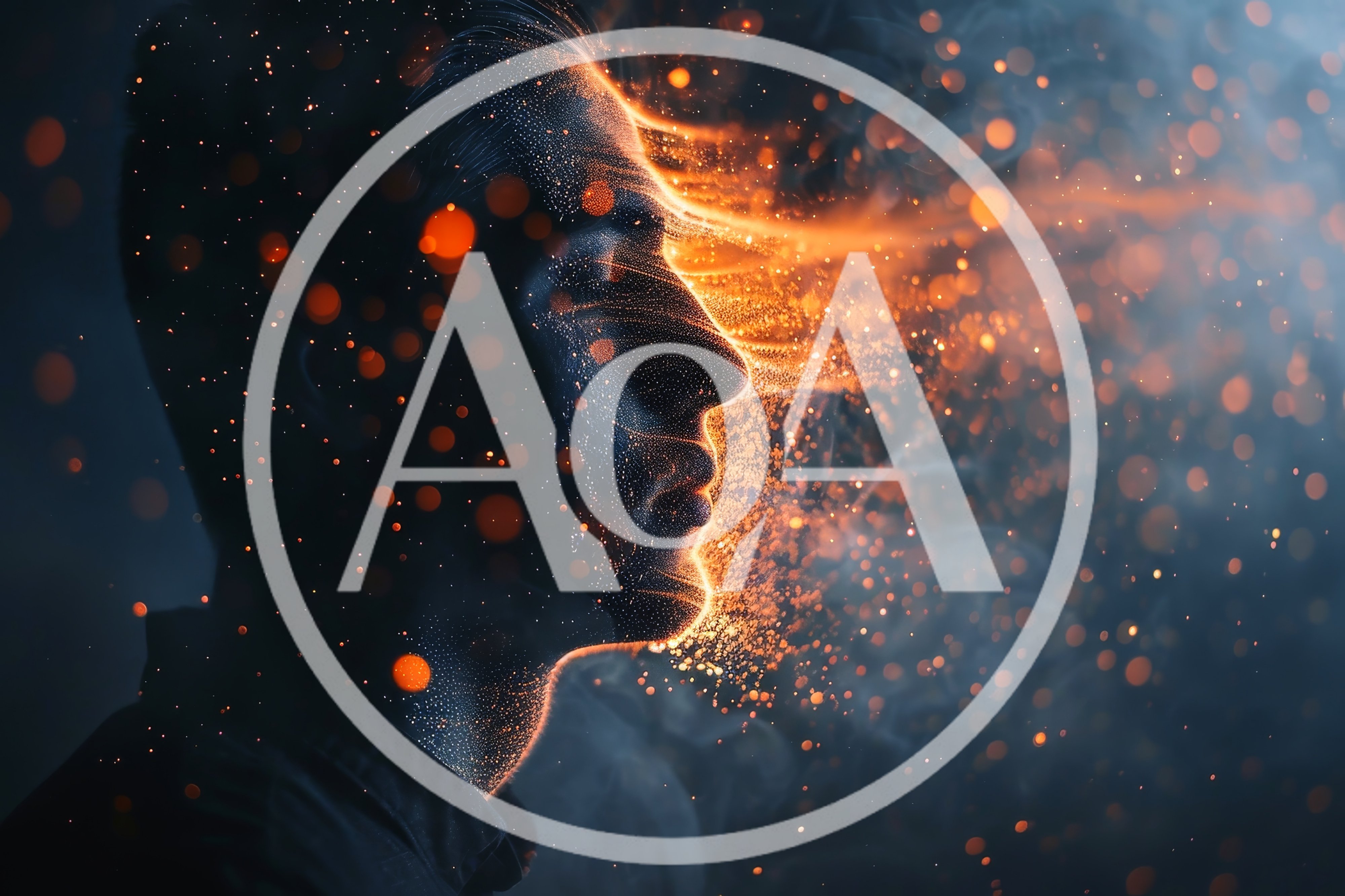 Digital Human Profile Dissolving Into Glowing Particles