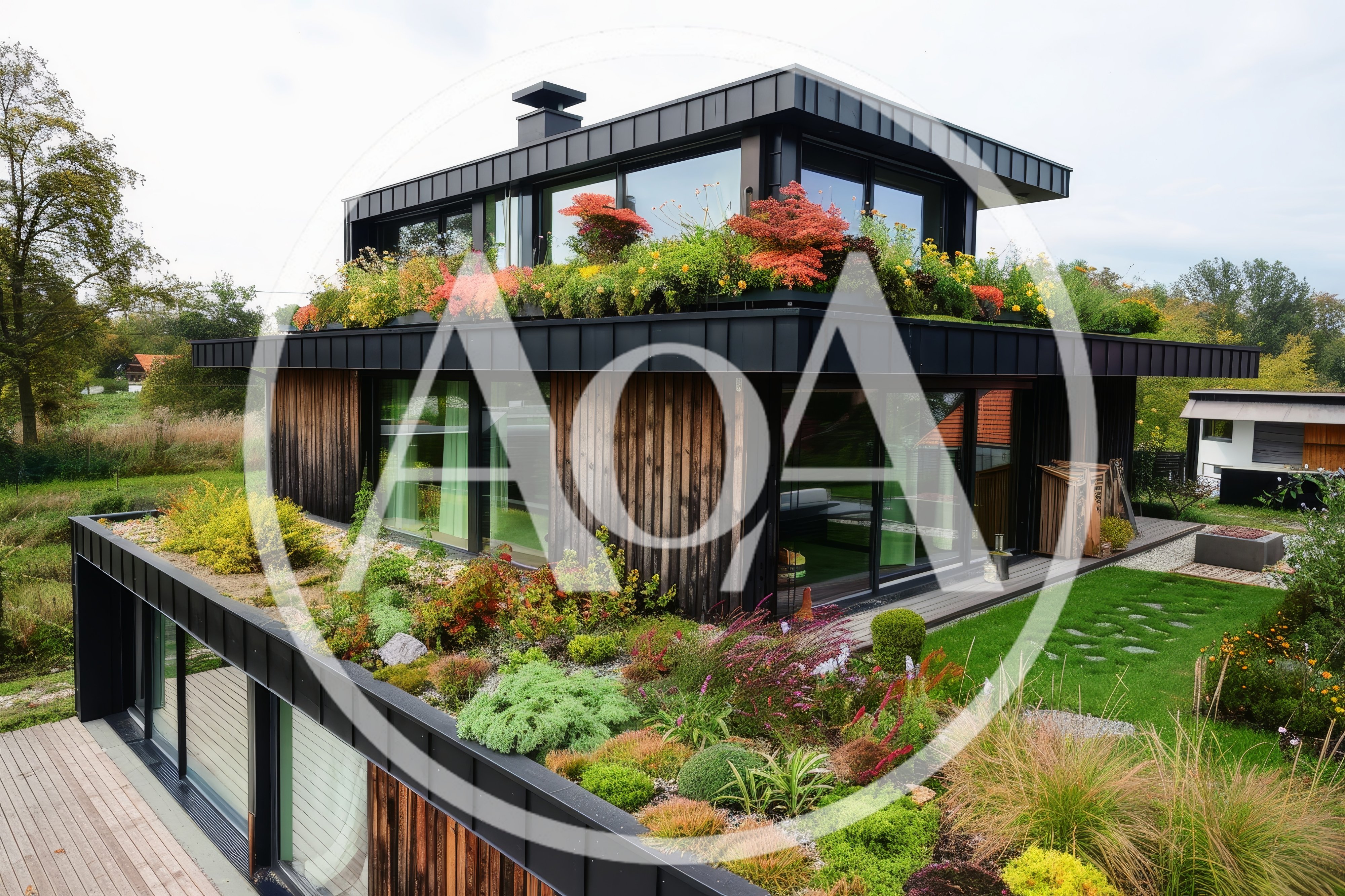 Modern Sustainable House With Lush Green Roof Gardens