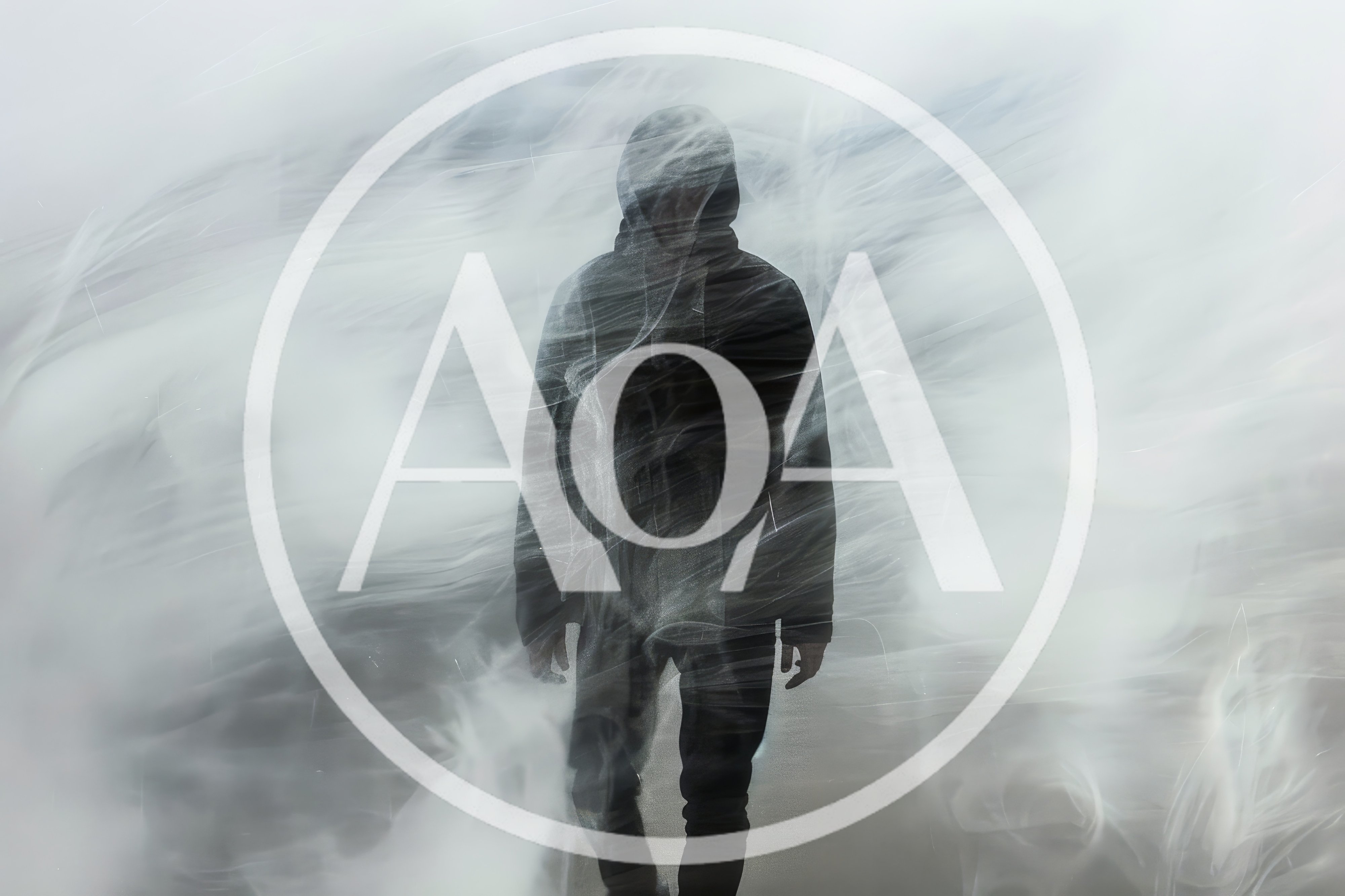 Silhouette Of A Person Walking Through Thick White Fog