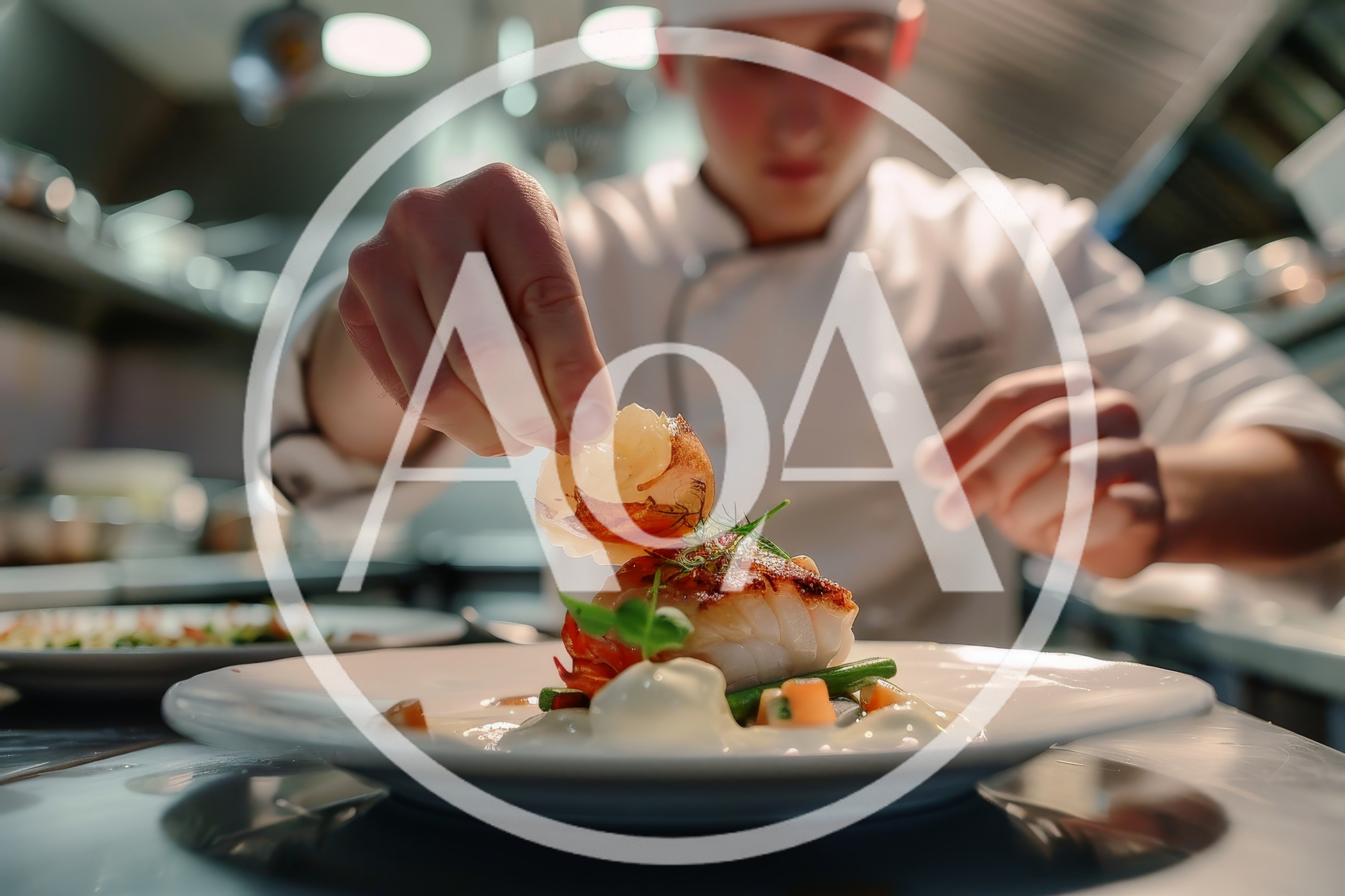 Professional Chef Plating Gourmet Seafood Dish