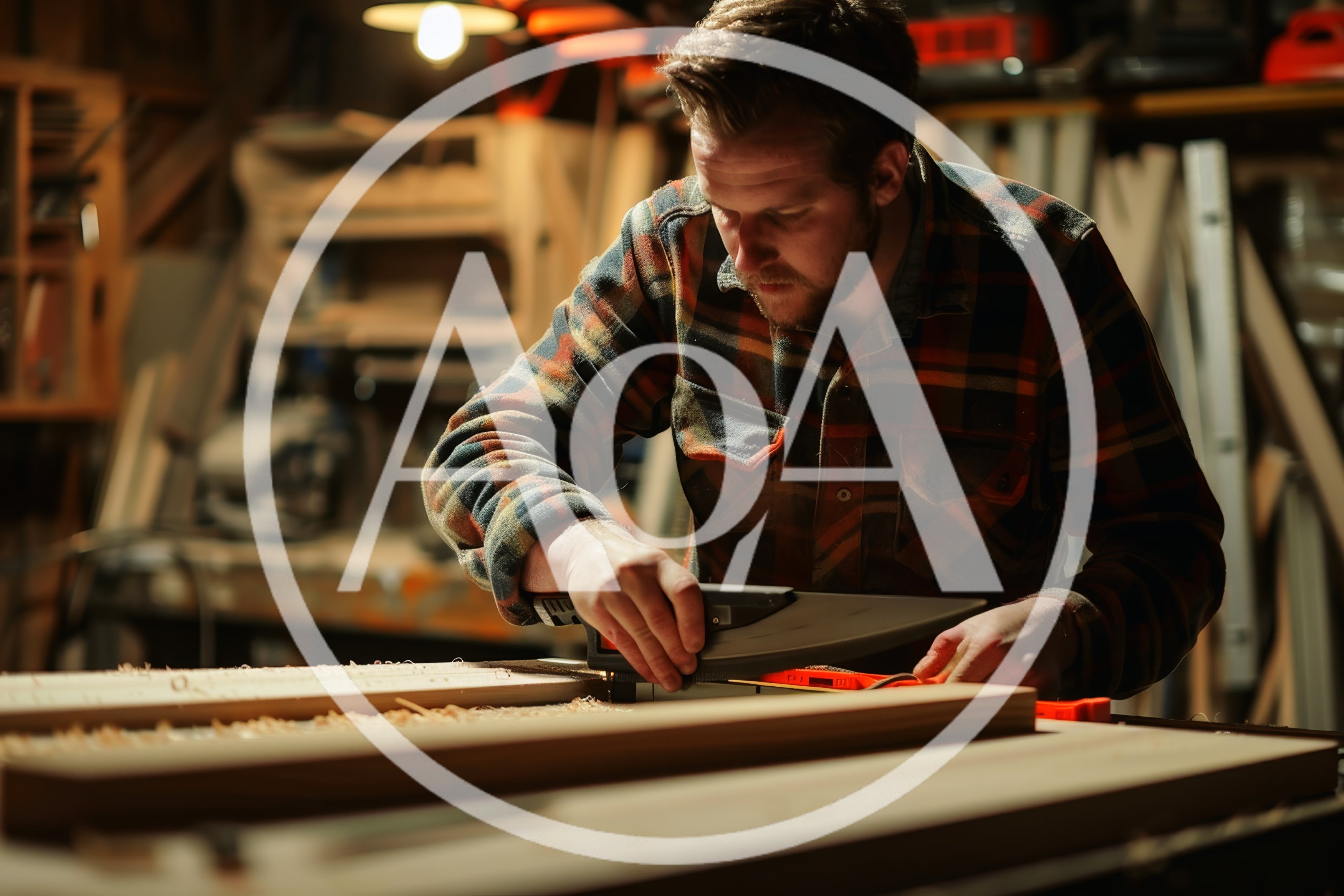 Woodworker Using A Hand Plane In A Workshop
