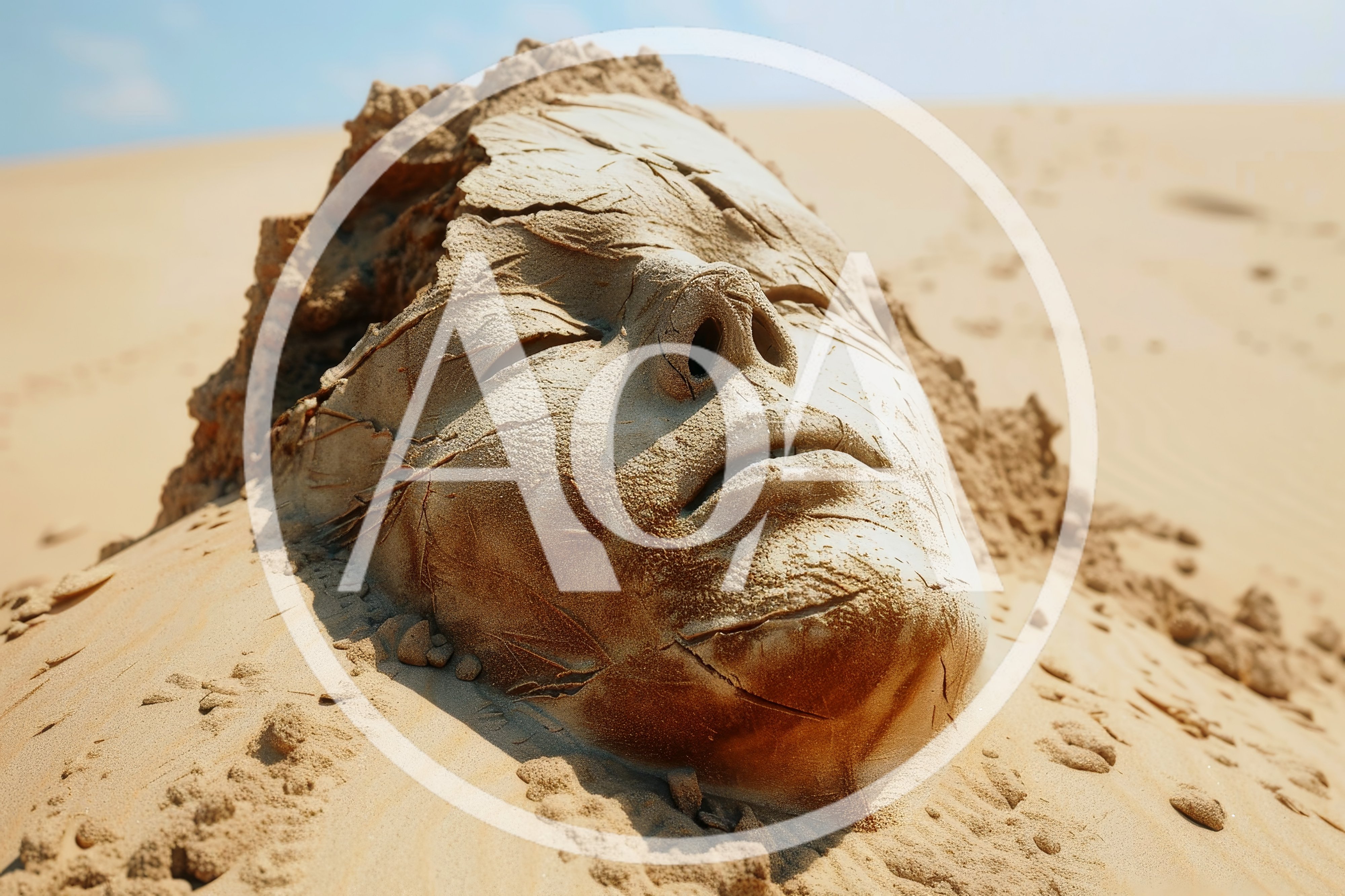 Sand Sculpture Of A Human Face In The Desert