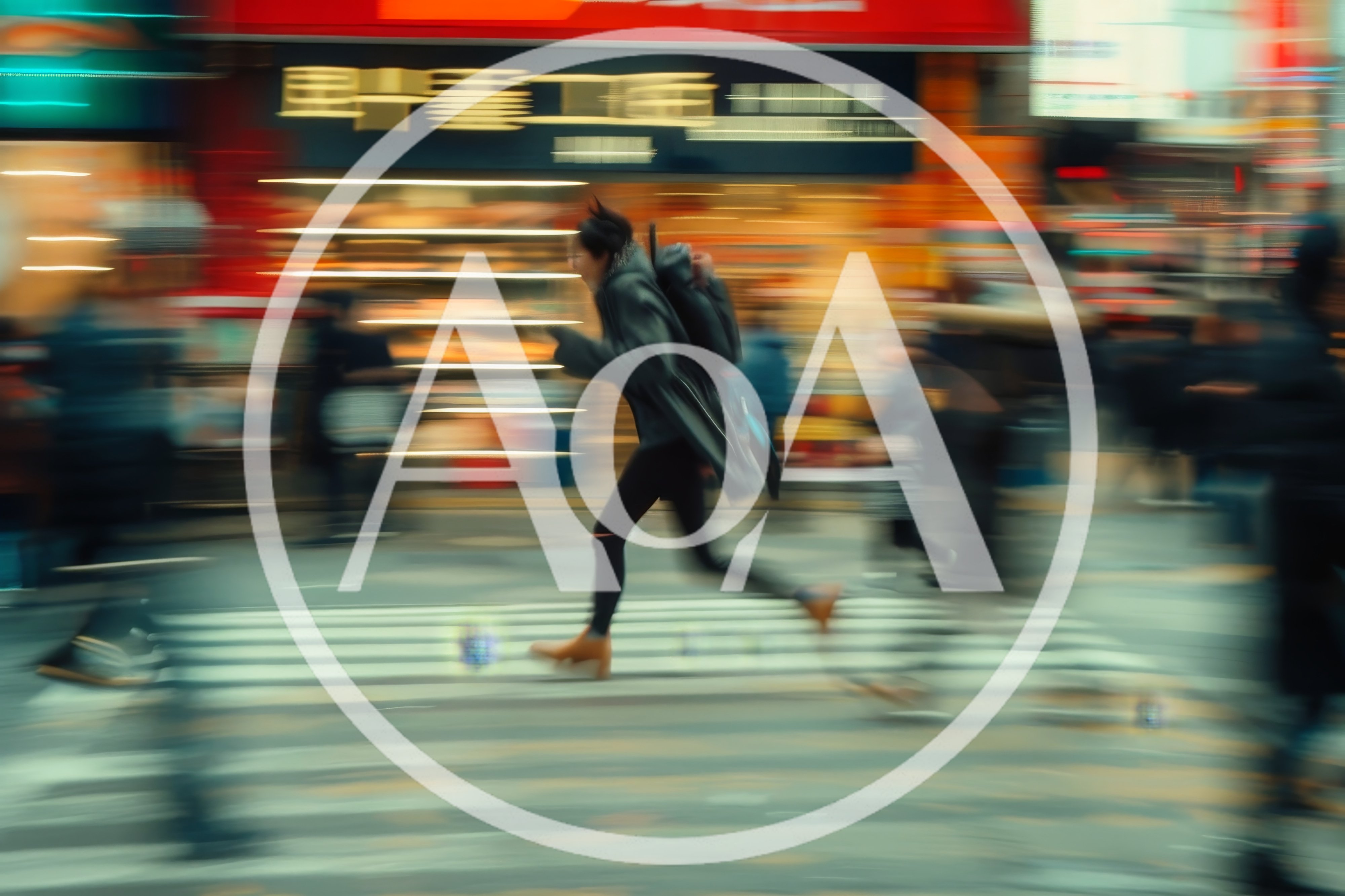 Person Running Across A Busy City Crosswalk