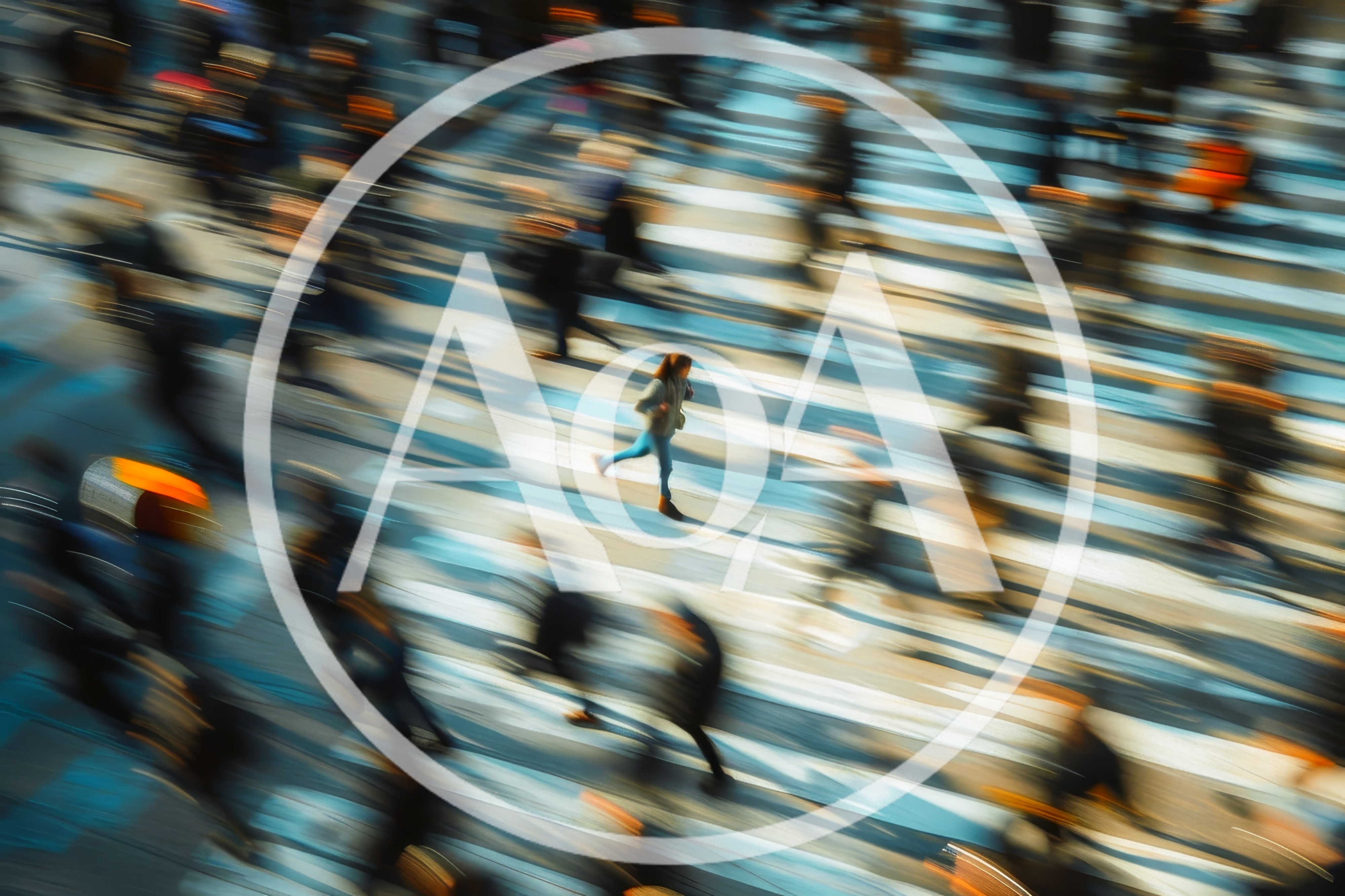 Woman Running Across A Busy City Crosswalk
