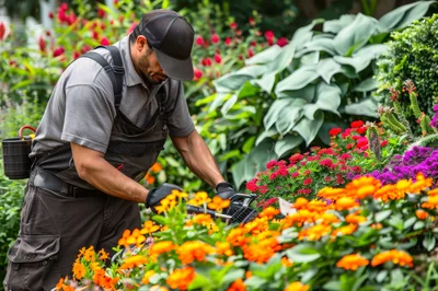 Professional Gardener Trimming Flowers in a Greenhouse