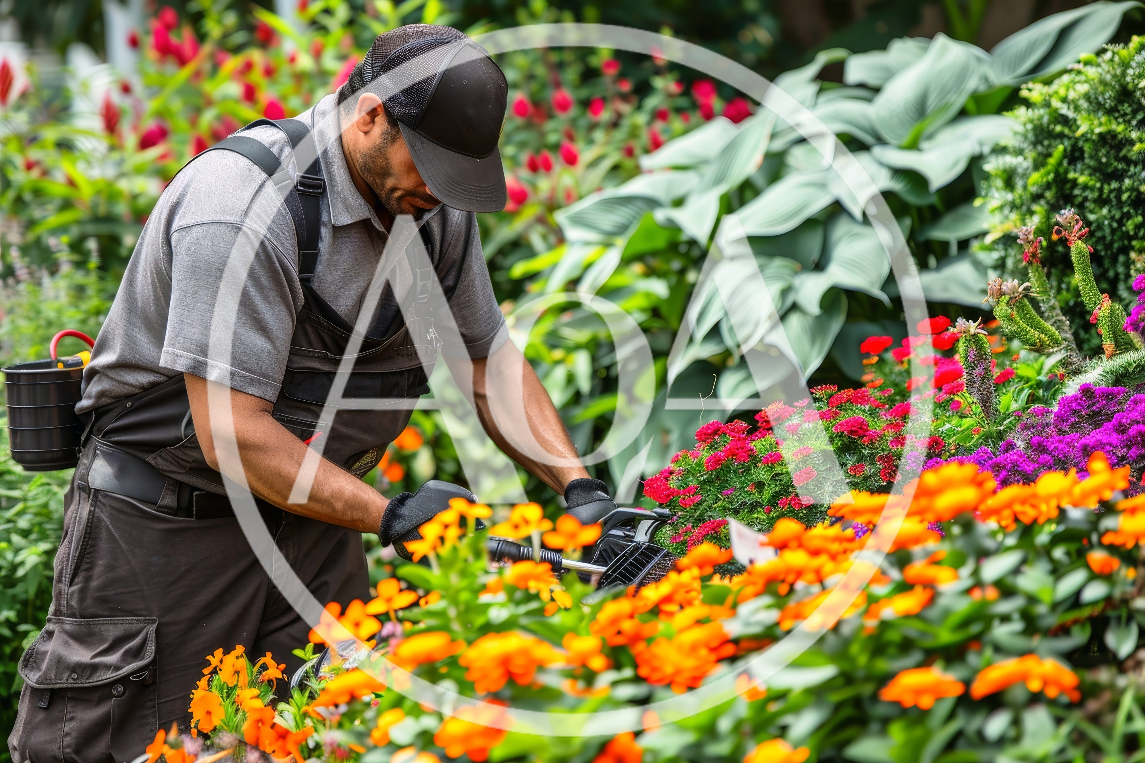 Professional Gardener Trimming Flowers in a Greenhouse