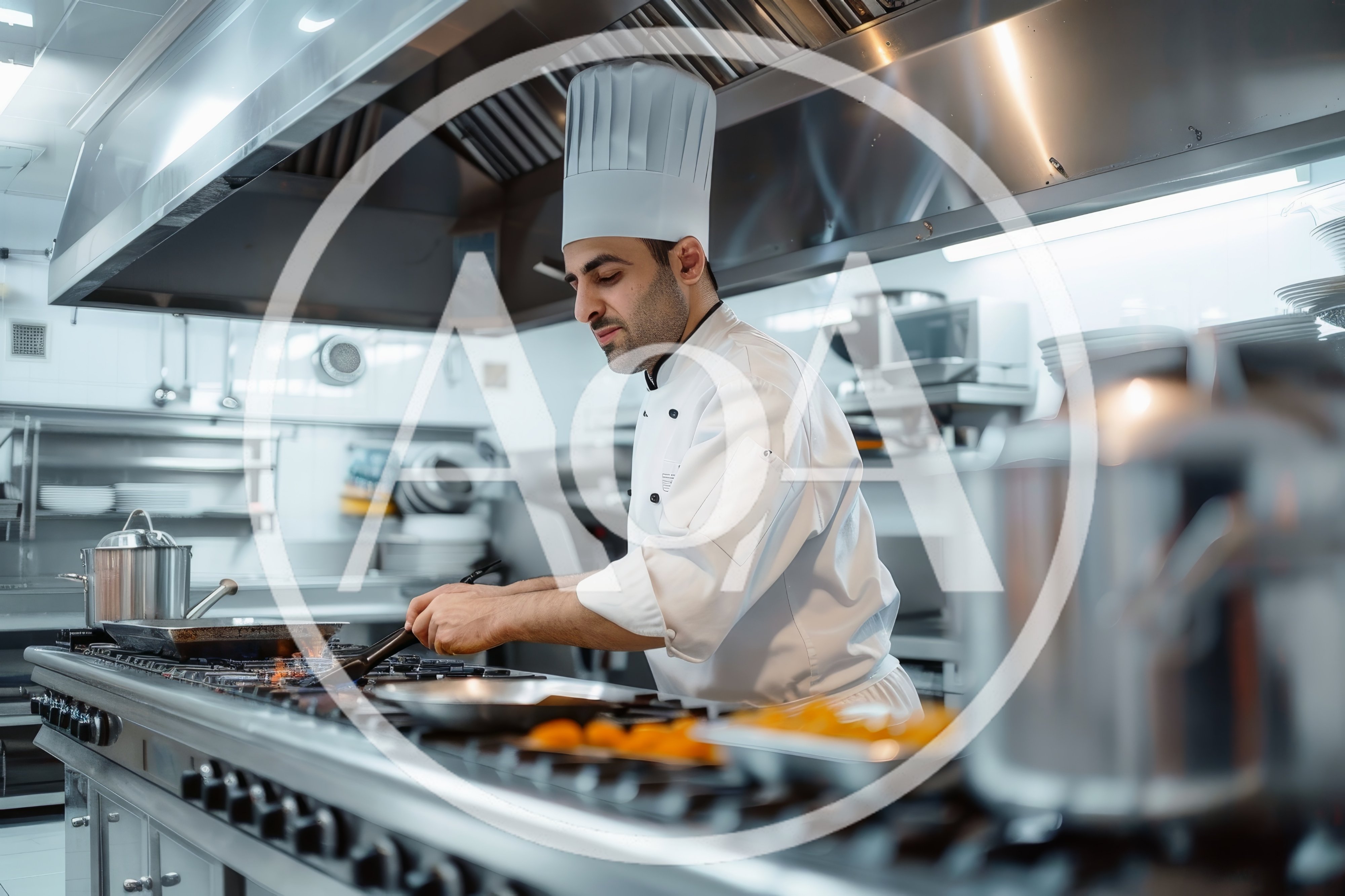 Professional Chef Cooking In A Commercial Kitchen