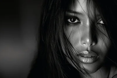 Close Up Portrait Of A Woman With Intense Gaze
