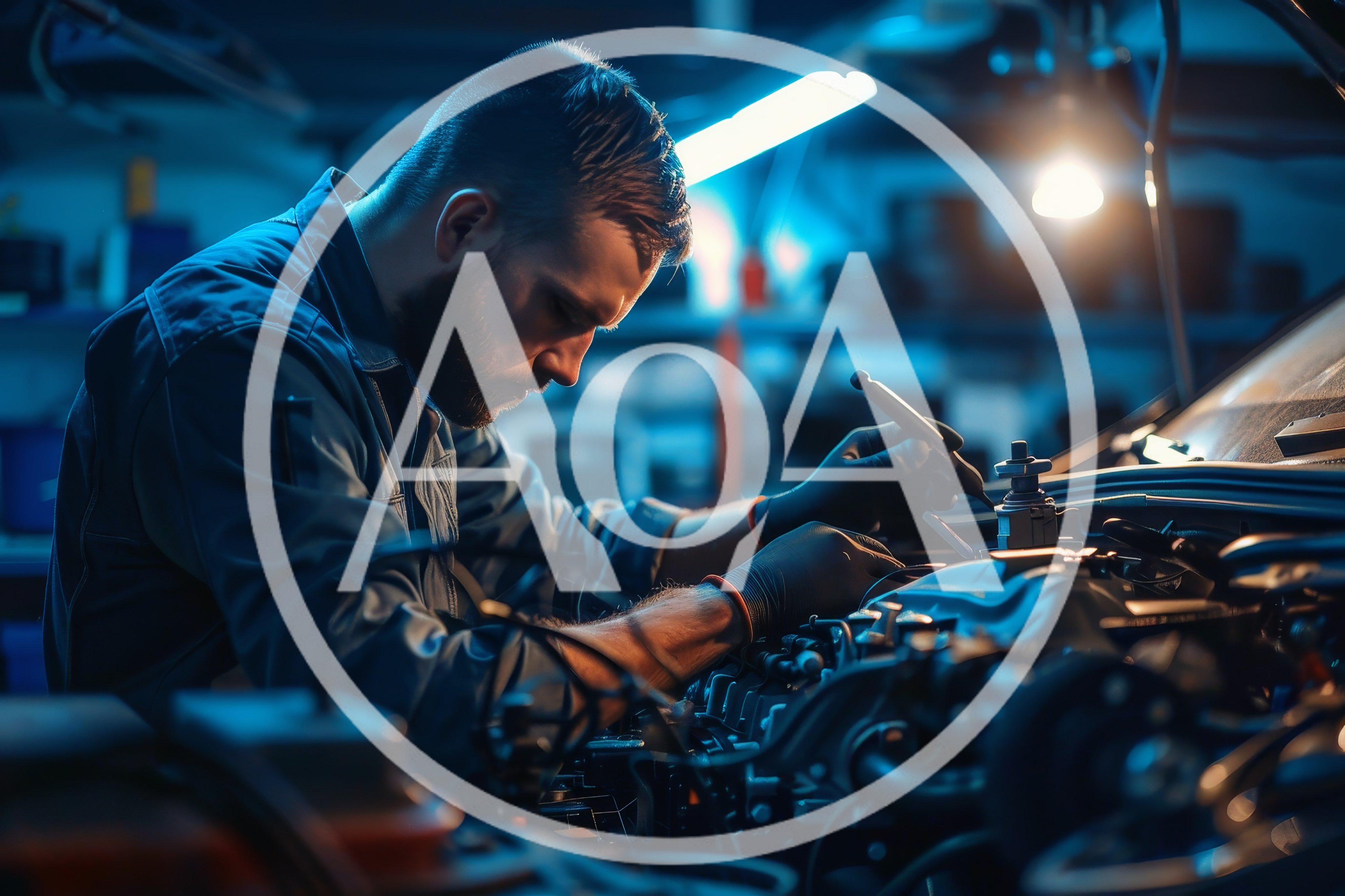 Professional Mechanic Repairing Car Engine In Workshop