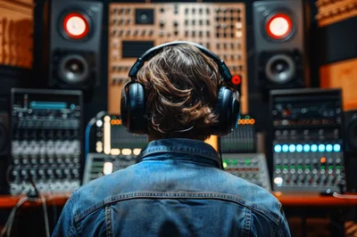 Music Producer Working In A Professional Recording Studio