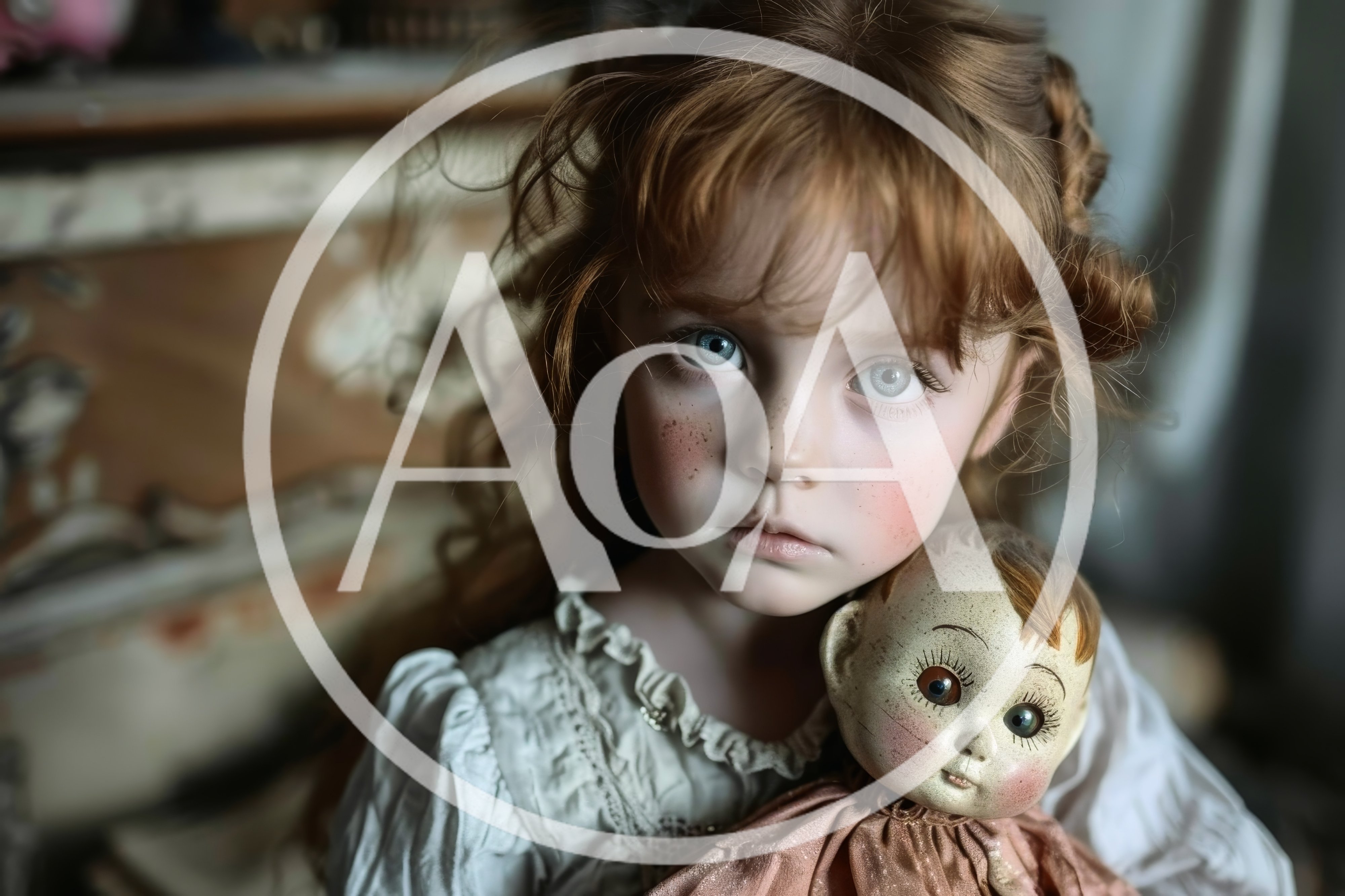 Young Girl Holding An Antique Doll