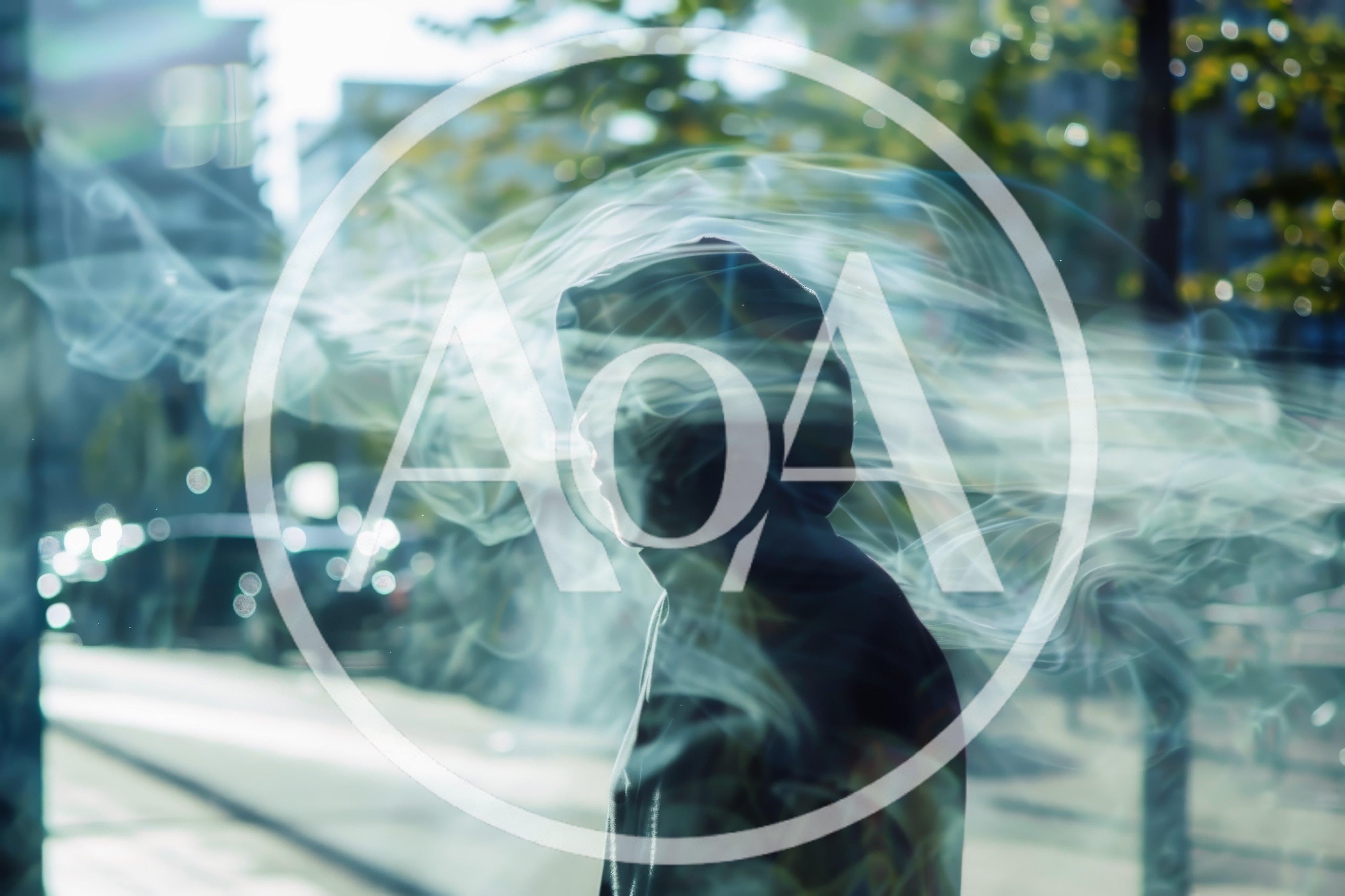 Silhouette Of A Person In A Hood Surrounded By Smoke