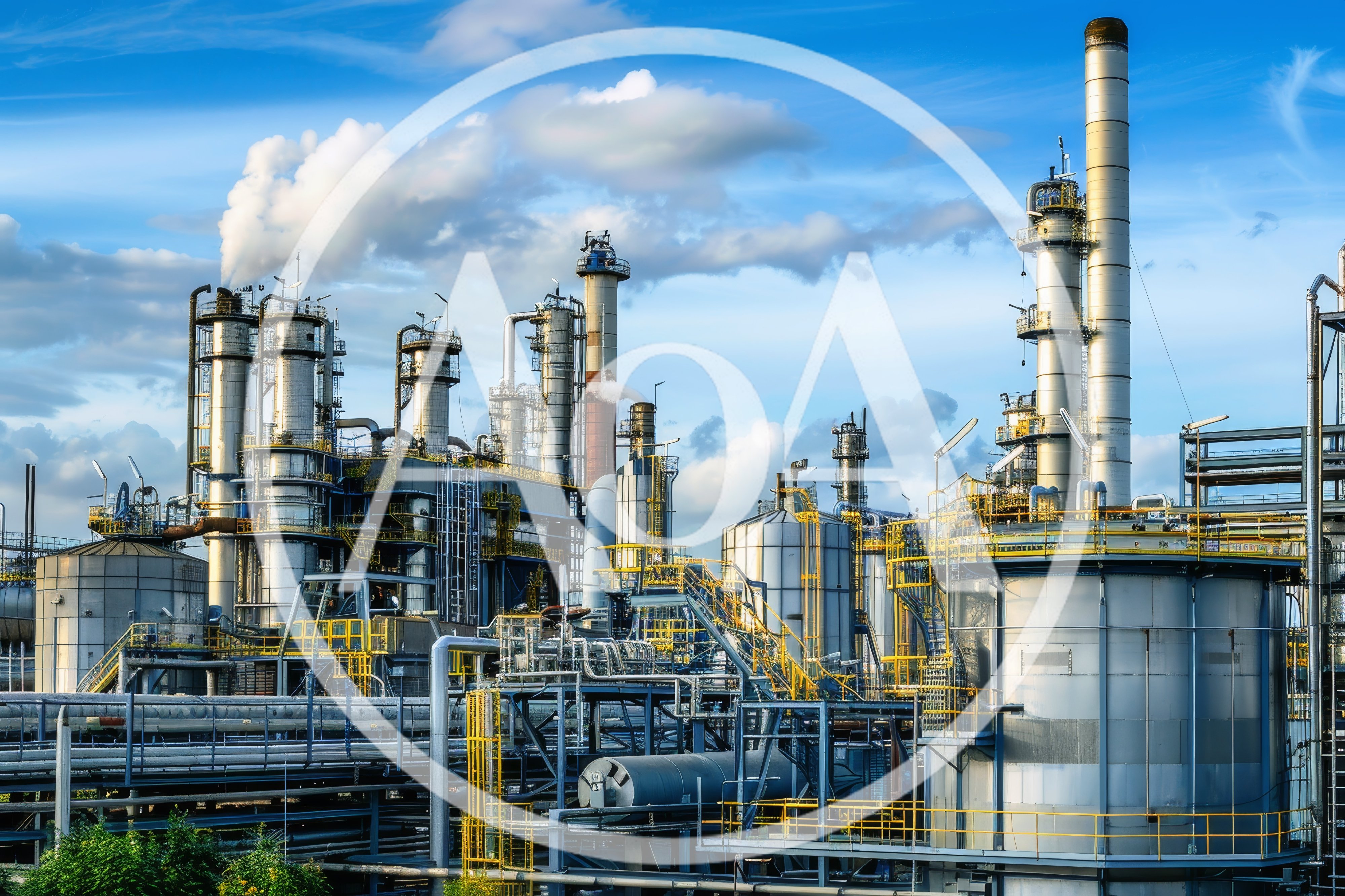 Industrial Oil Refinery Plant With Smoking Chimneys
