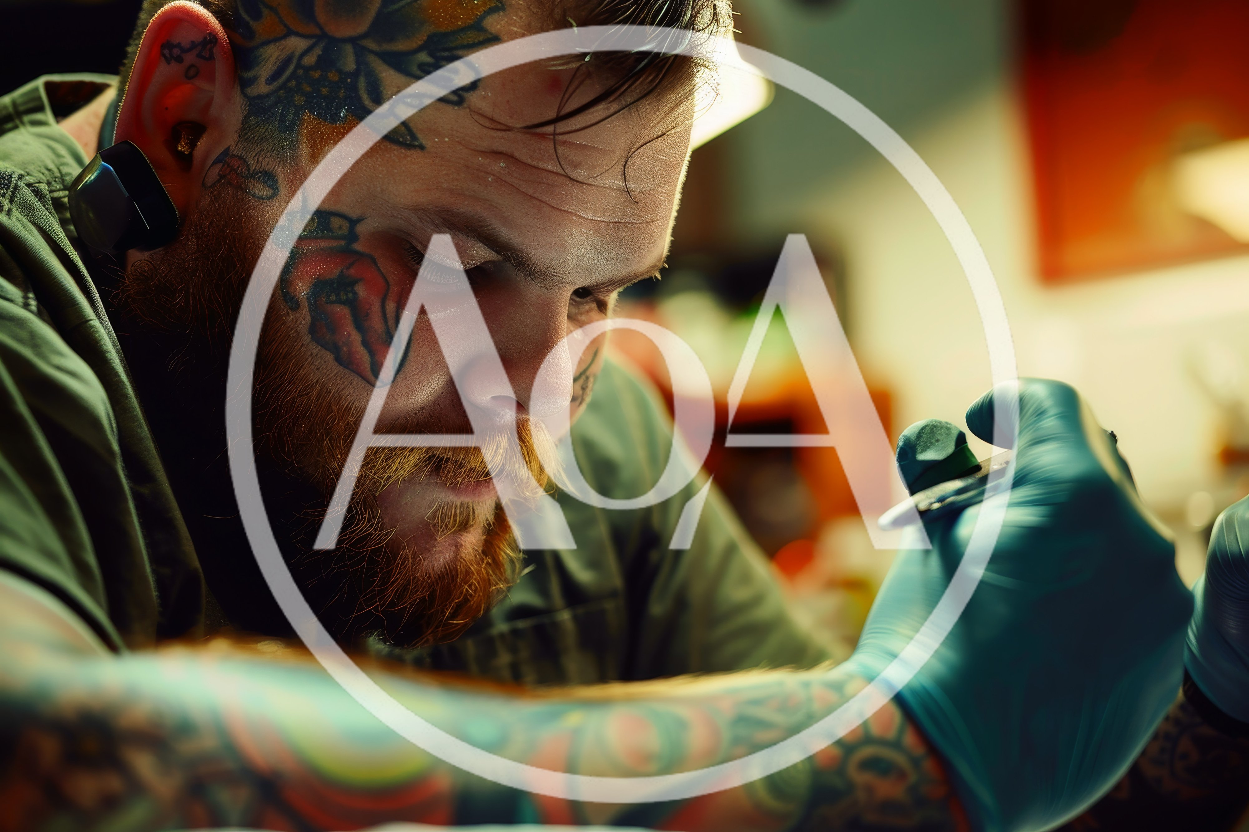 Tattoo Artist Working With Precision In Studio