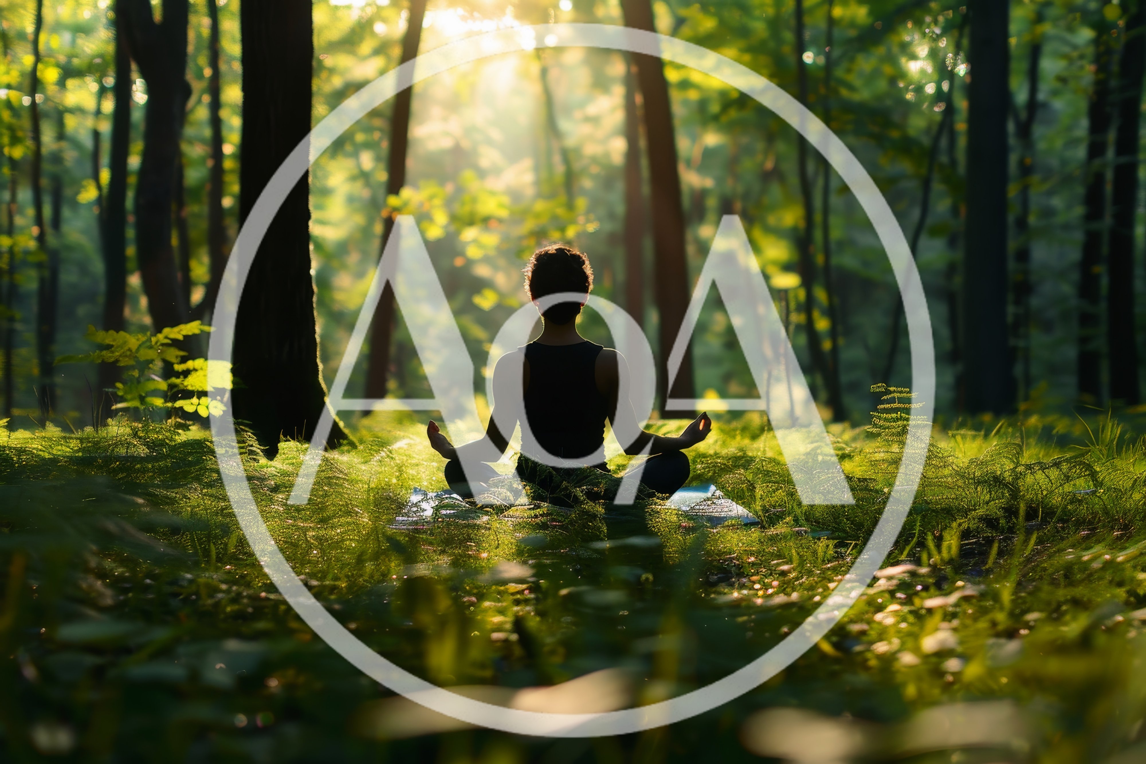 Person Meditating In A Sunlit Forest
