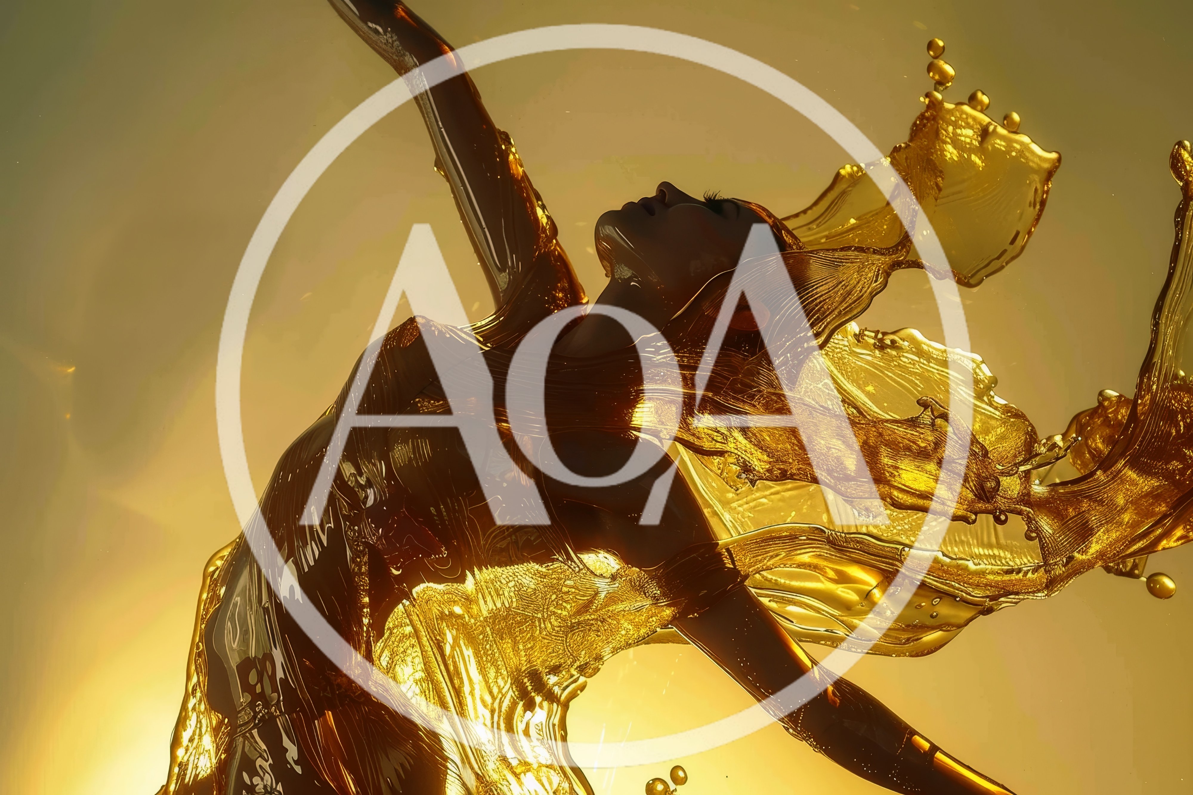 Abstract Dancer Enveloped In Flowing Golden Liquid