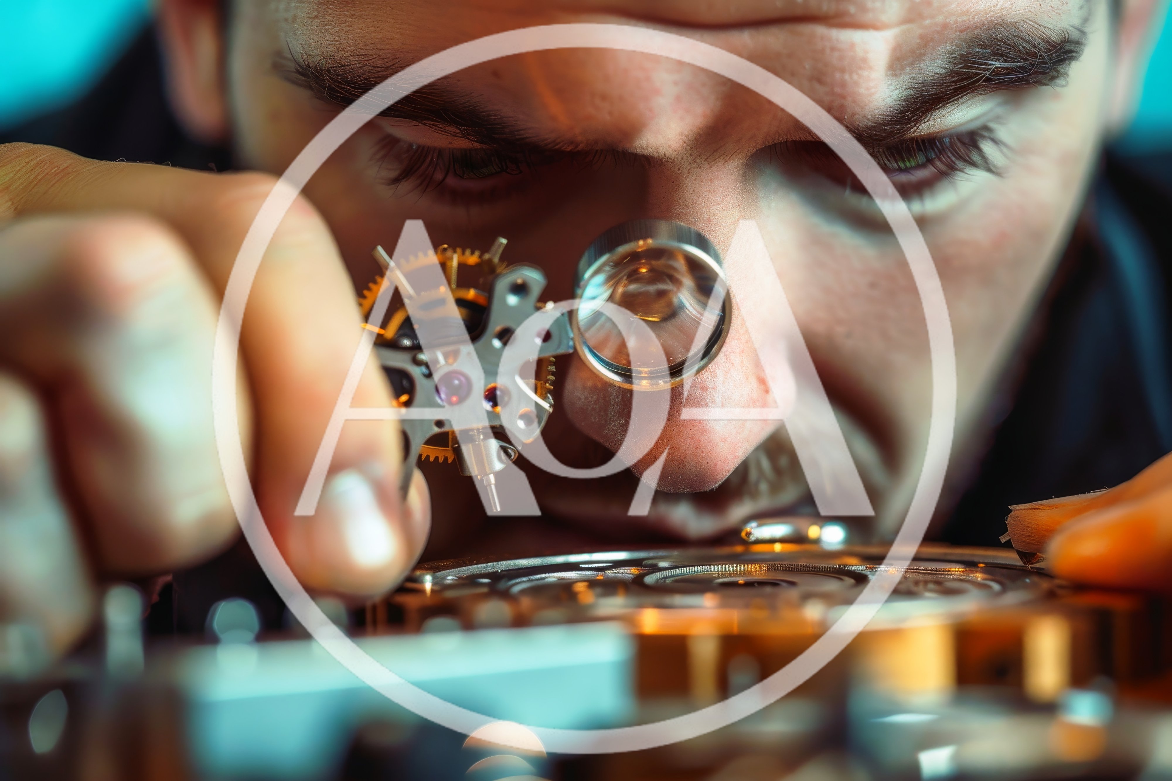 Watchmaker Examining Intricate Mechanical Movement With Loupe