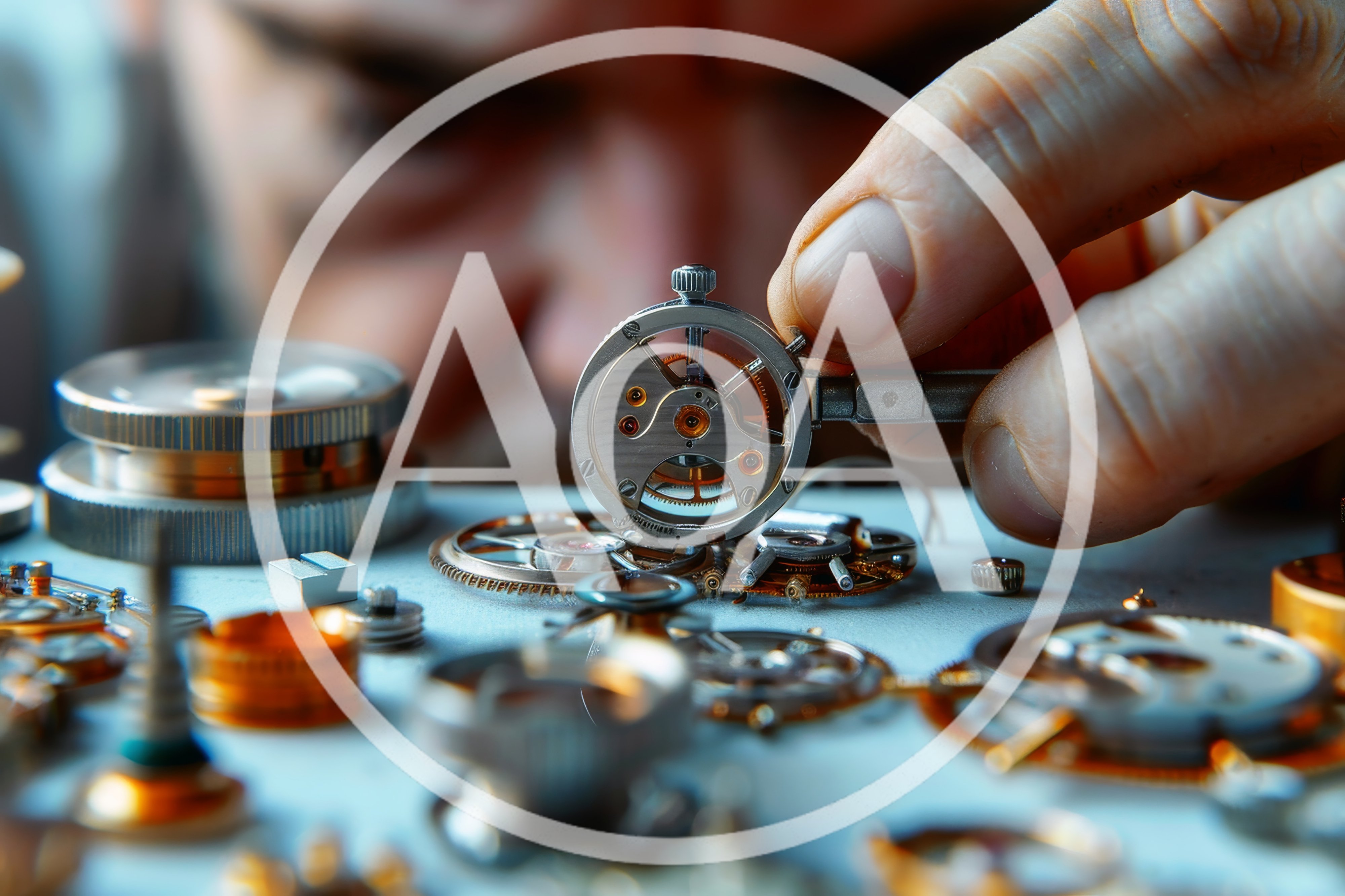 Watchmaker Carefully Inspecting Intricate Mechanical Watch Movement